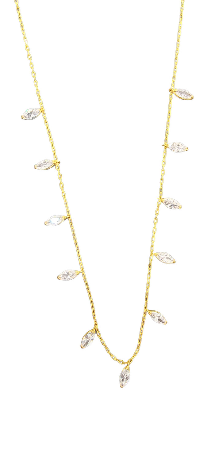 21K Stone Drop Charm Necklace