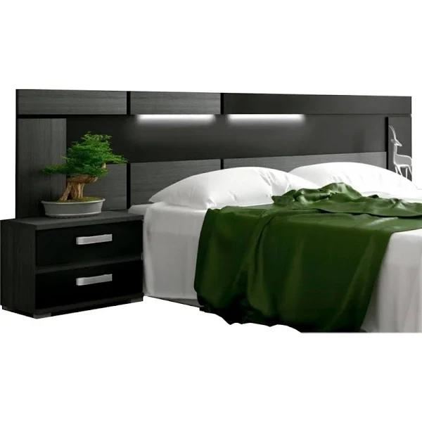 CABECERO DE MADERA CON LUCES DE LED MOD. BLACK y WHITE