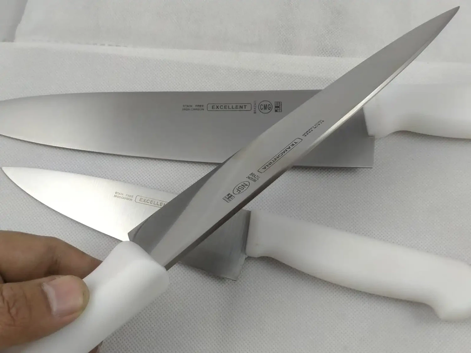Set of 3, Imported White Handle Knives – Quality Butcher Knives – Excellent Professional Chef Knives, Wazirabad Knife Set for Qurbani