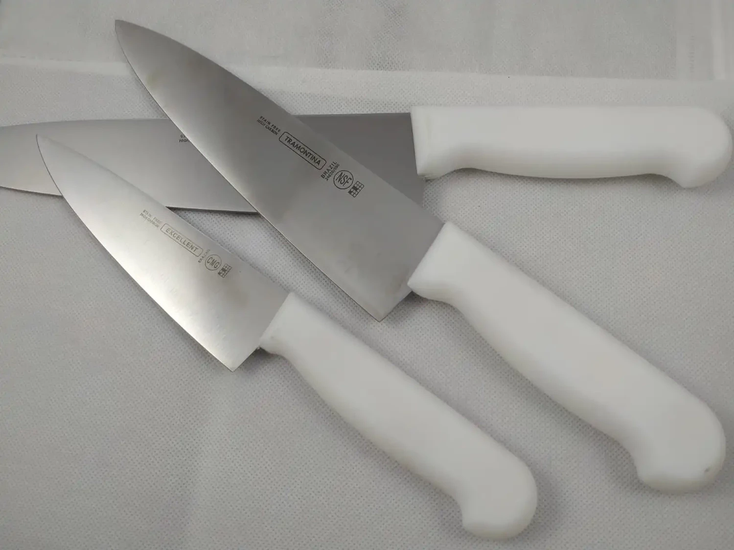 Set of 3, Imported White Handle Knives – Quality Butcher Knives – Excellent Professional Chef Knives, Wazirabad Knife Set for Qurbani