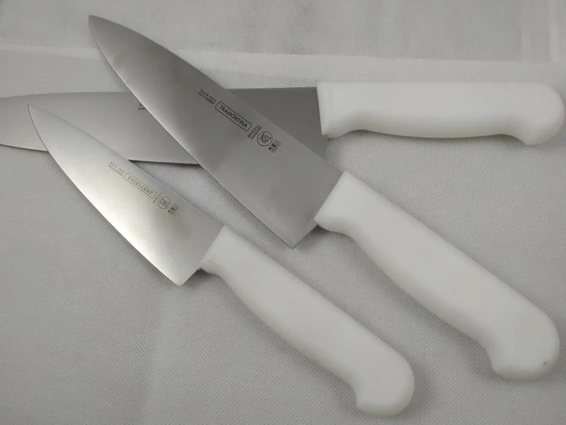 Set of 3, Imported White Handle Knives – Quality Butcher Knives – Excellent Professional Chef Knives, Wazirabad Knife Set for Qurbani