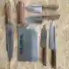 Set of 5, Fender Brown Handle Knives  With Daska Kamani Toka– Quality Butcher Knives – Excellent Professional Chef Knives, Wazirabad Knife Set for Qurbani