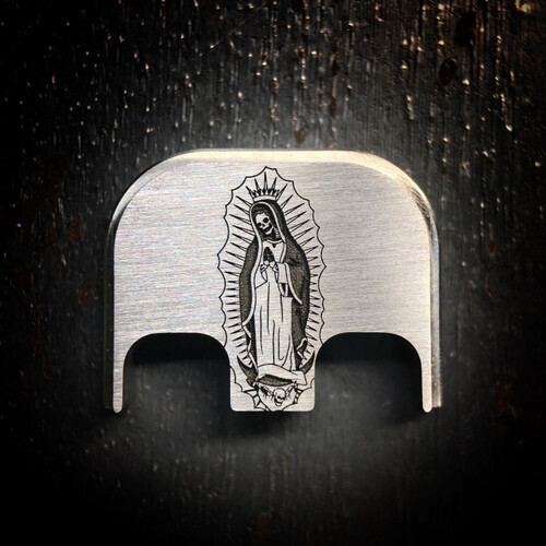 Santa Muerte Virgin Mary - Titanium - Deep Engraved Brushed