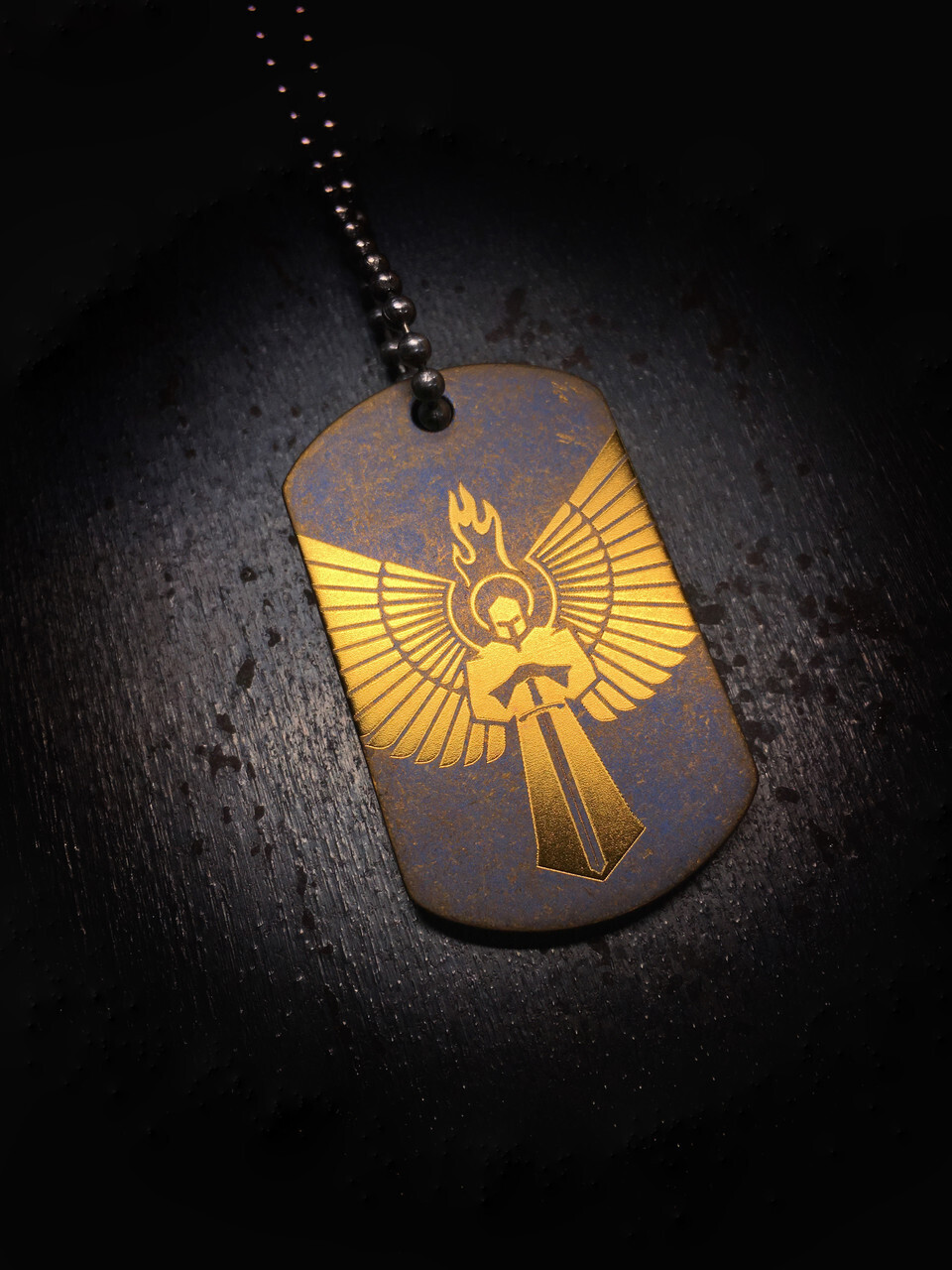 Guardian Defense - Titanium Dog Tag - Blue and Gold
