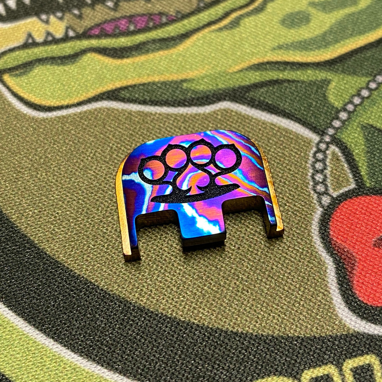 Moku-Ti Back Plate - Steel Flame Knuckle Duster #3 - (Standard Size)