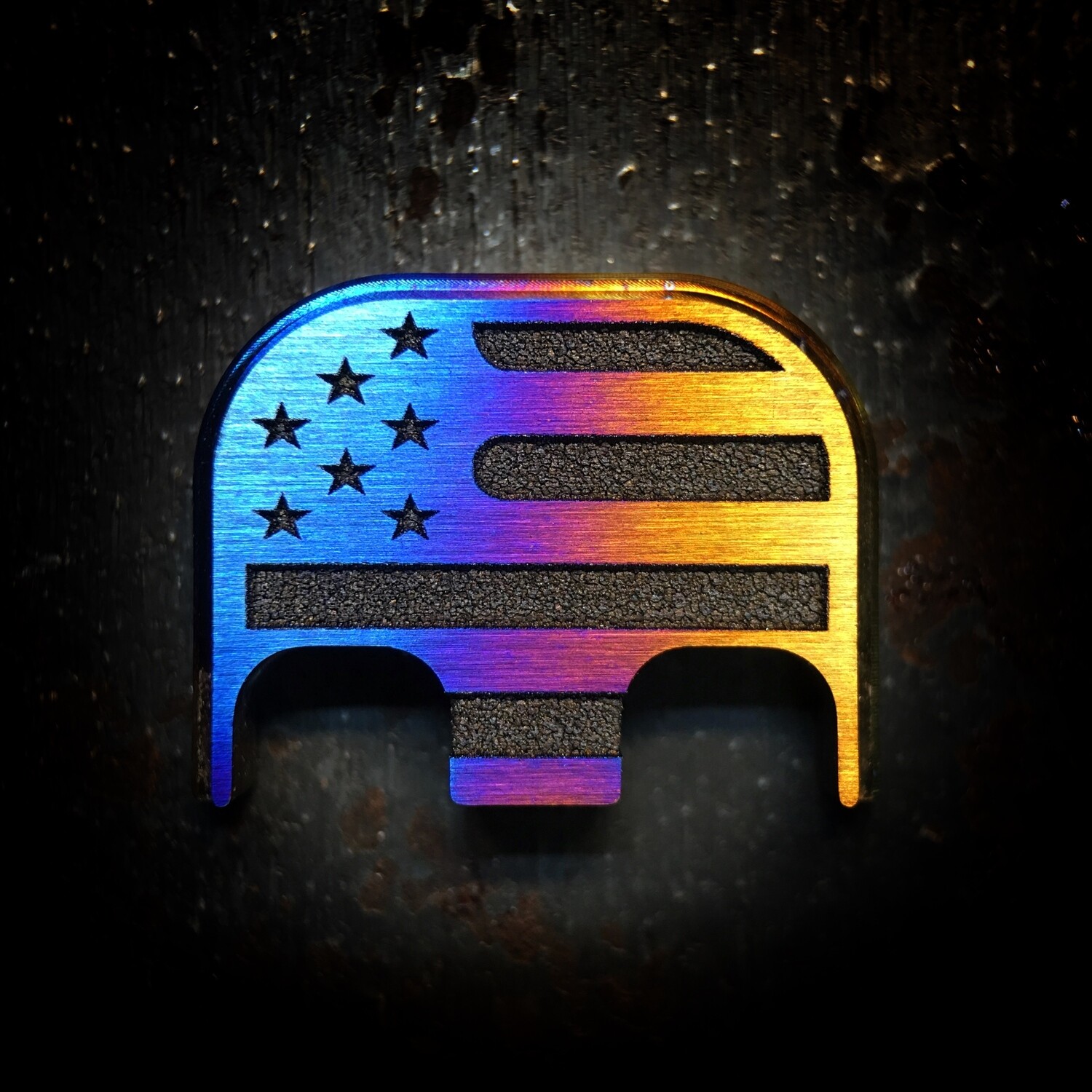 American Flag - Titanium - Deep Engraved Flame Anodized