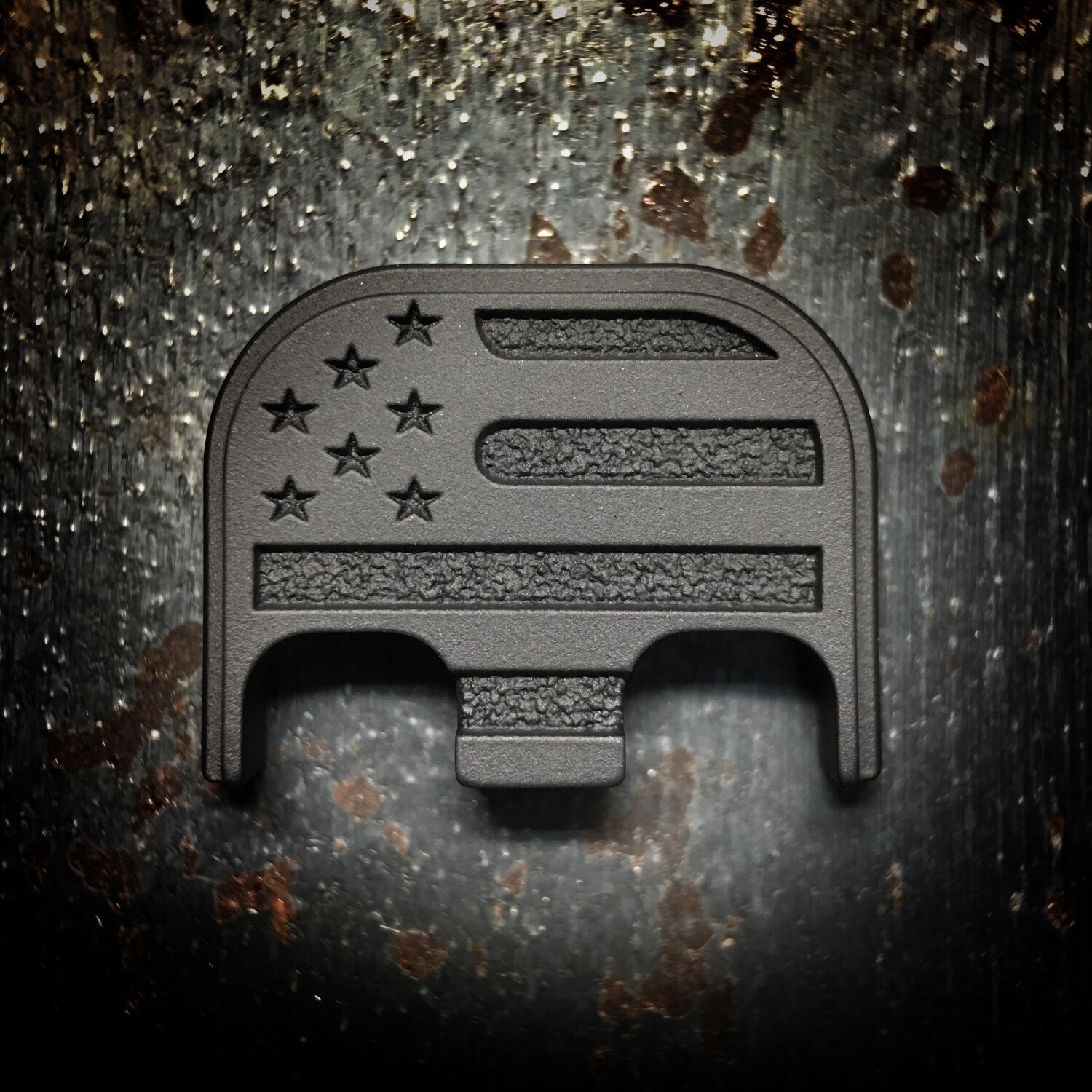 American Flag - Titanium - Deep Engraved Blackout