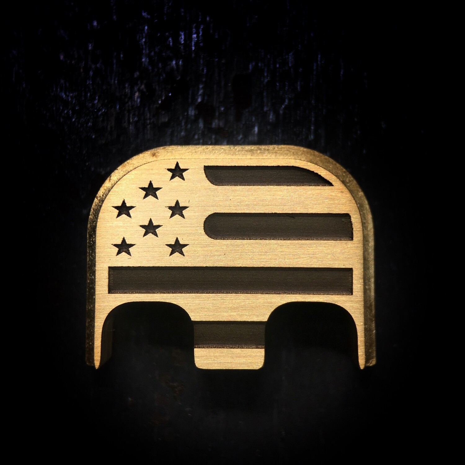 American Flag - Brass - Deep Engraved Brushed