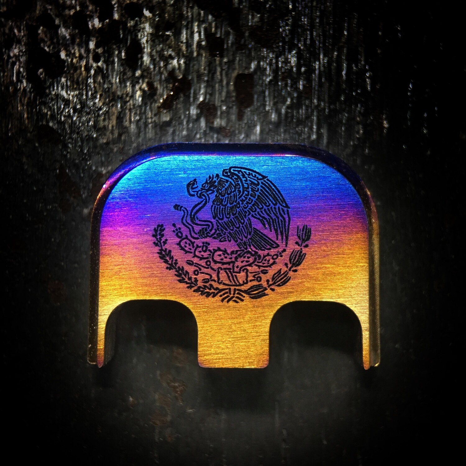 Mexican Eagle - Titanium - Deep Engraved Flame Anodized