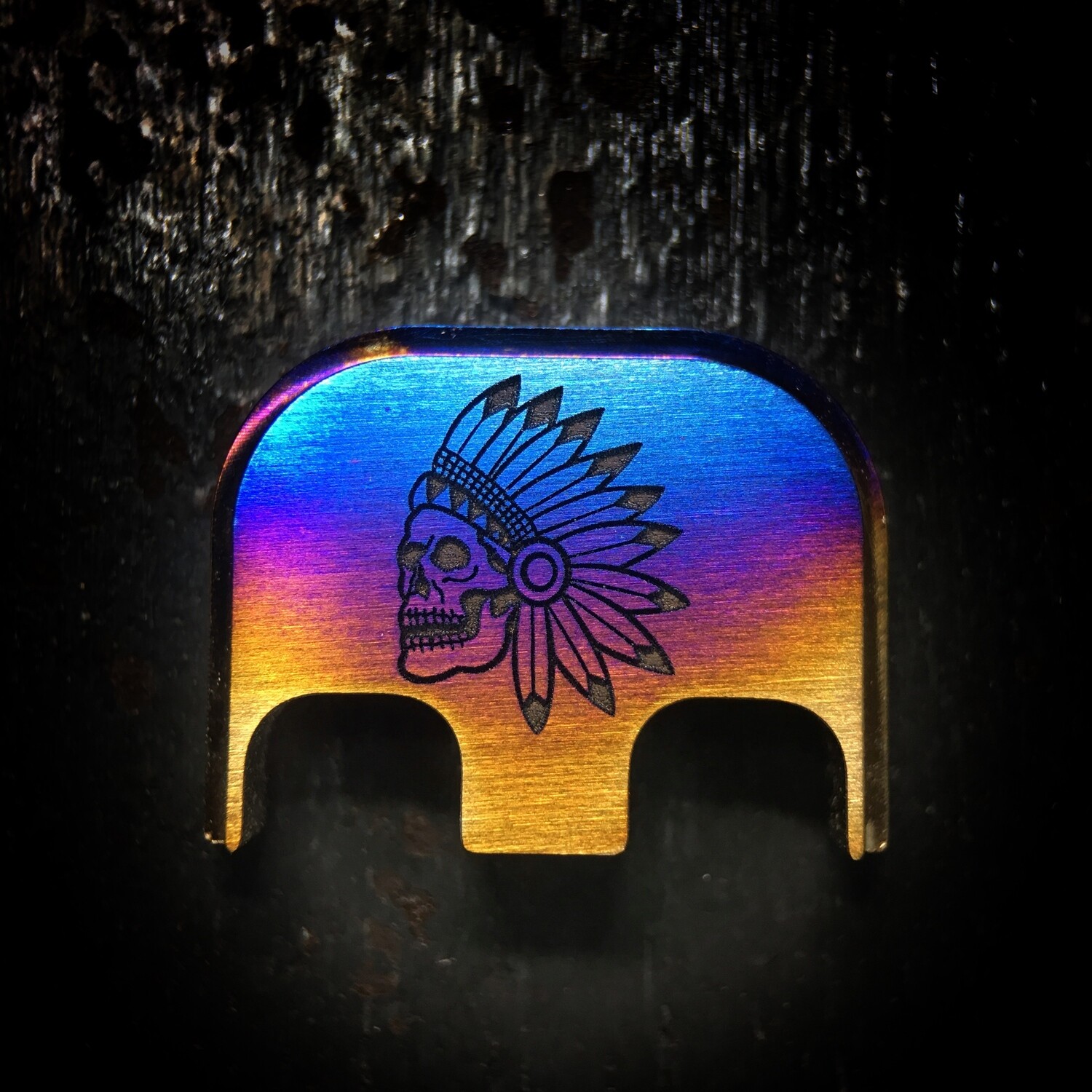 Nicholl Knives - Titanium - Deep Engraved Flame Anodized