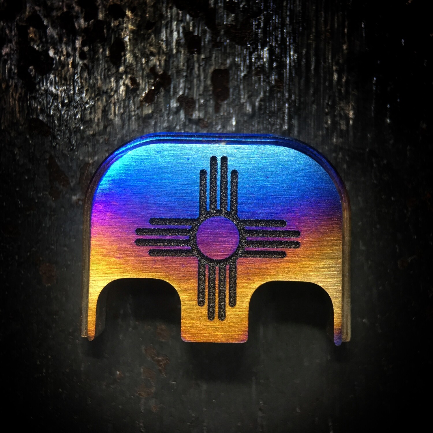 New Mexico Flag - Titanium - Deep Engraved Flame Anodized