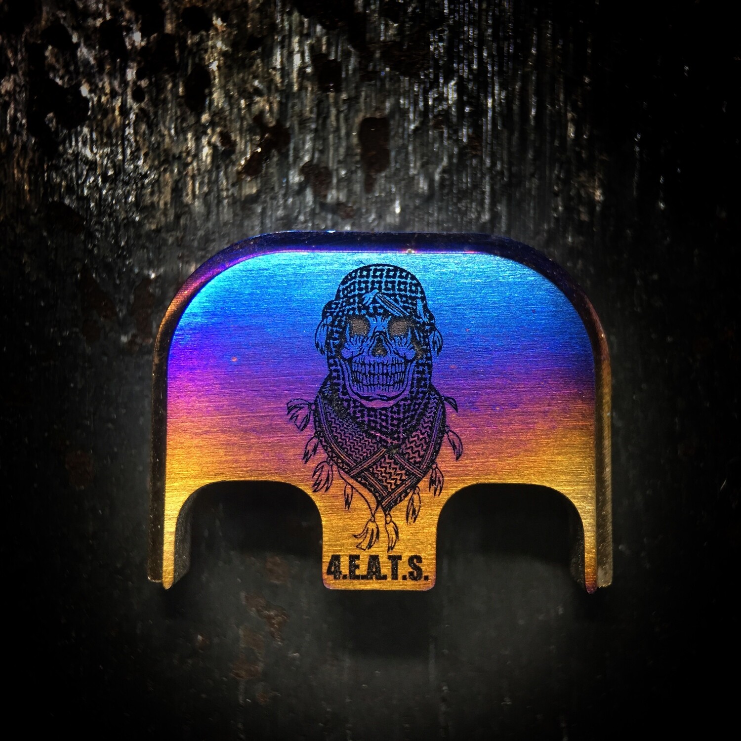 Shemagh Skull - Titanium - Deep Engraved Flame Anodized