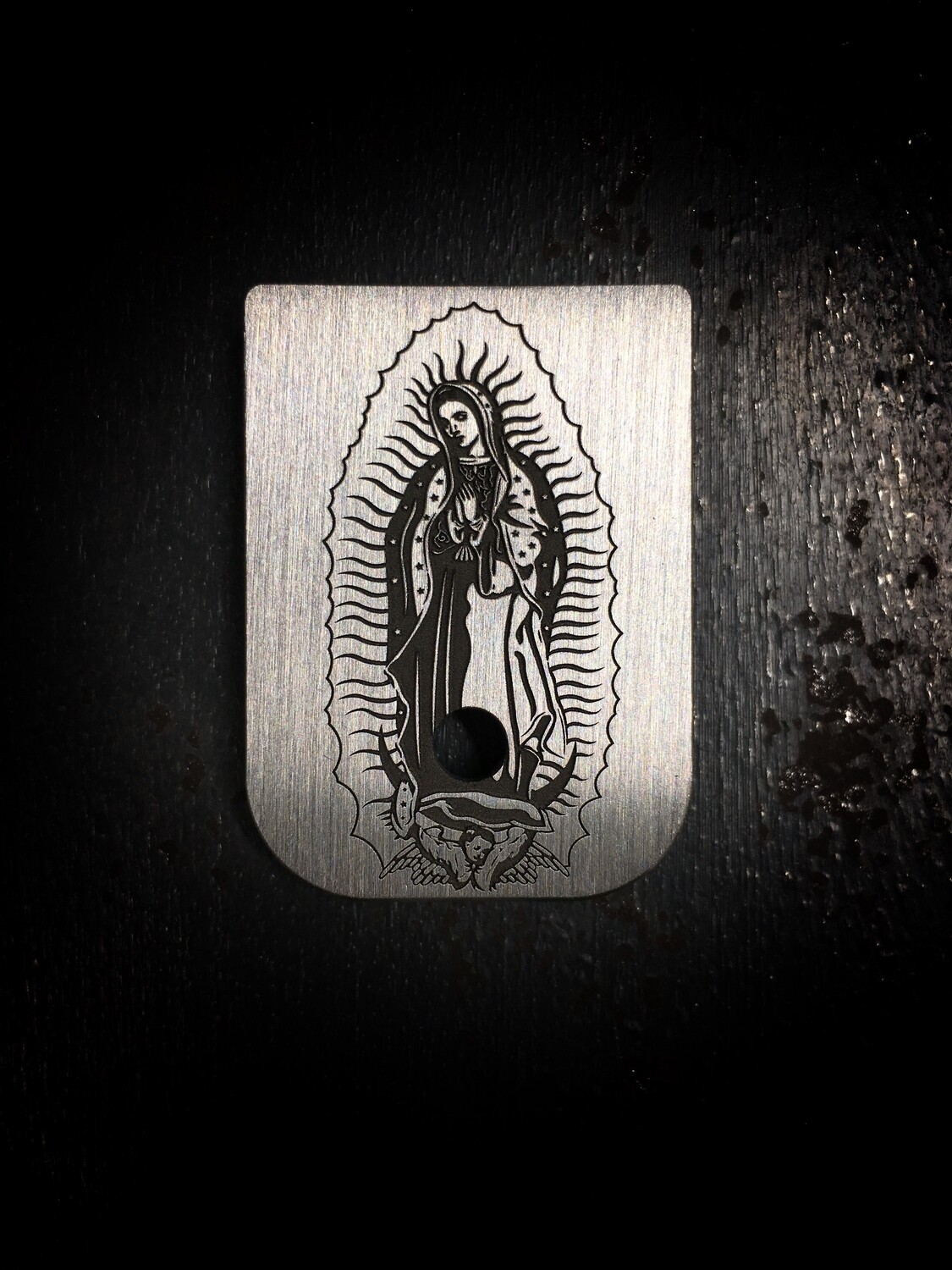 Virgin Mary Mag - Titanium - Deep Engraved Brushed