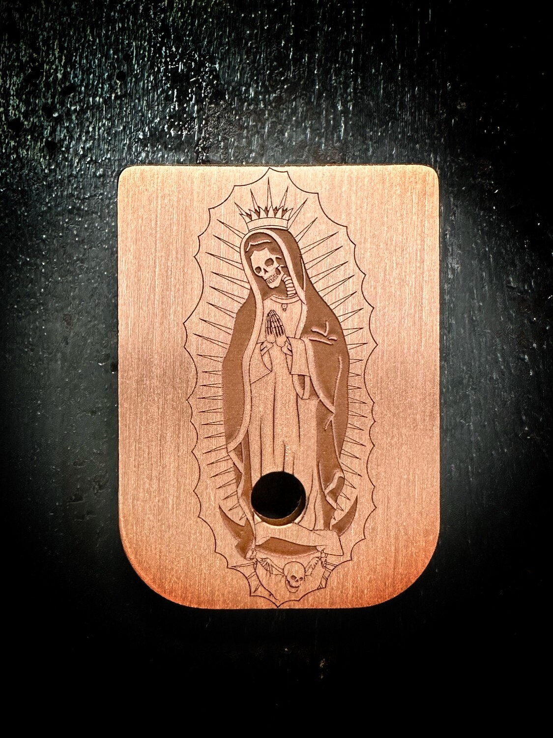 Santa Muerte Virgin Mary Mag - Copper - Deep Engraved Brushed