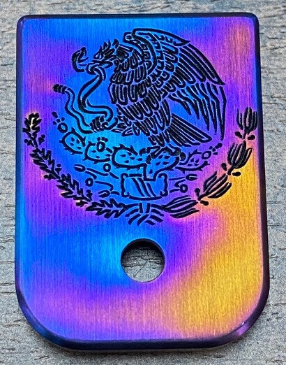 Mexican Eagle Mag - Titanium - Deep Engraved Flame Anodized