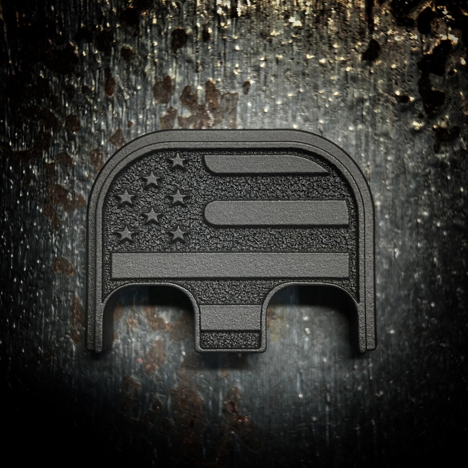 American Flag 3D - Titanium - Cerakoted Deep Engraved Blackout