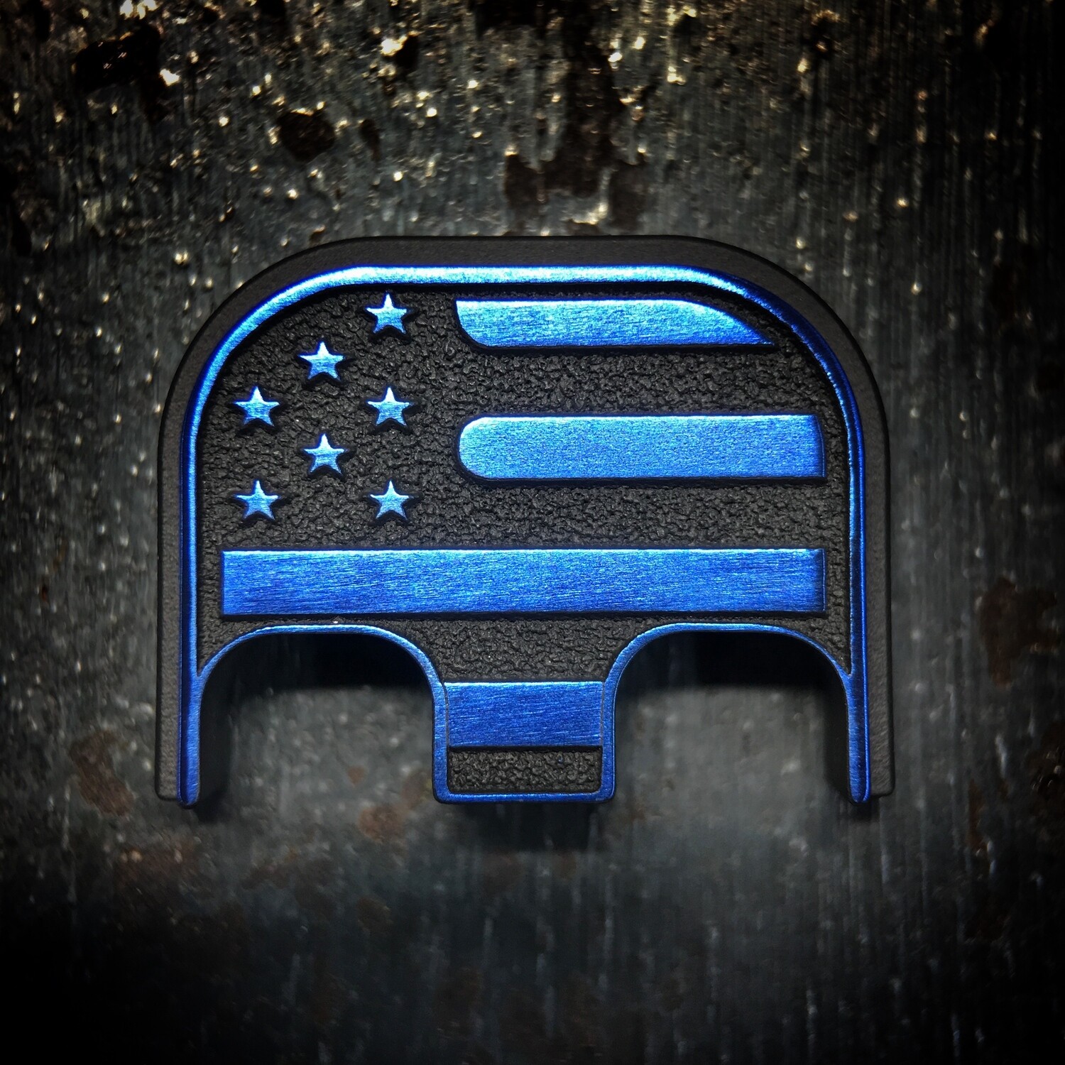American Flag 3D - Titanium - Cerakoted Deep Engraved Blue