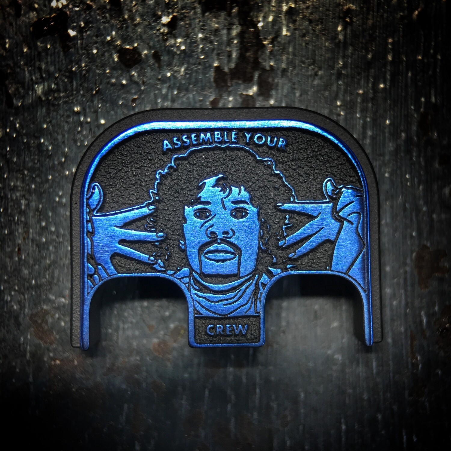 Assemble Your Crew 3D - Titanium - Cerakoted Deep Engraved Blue