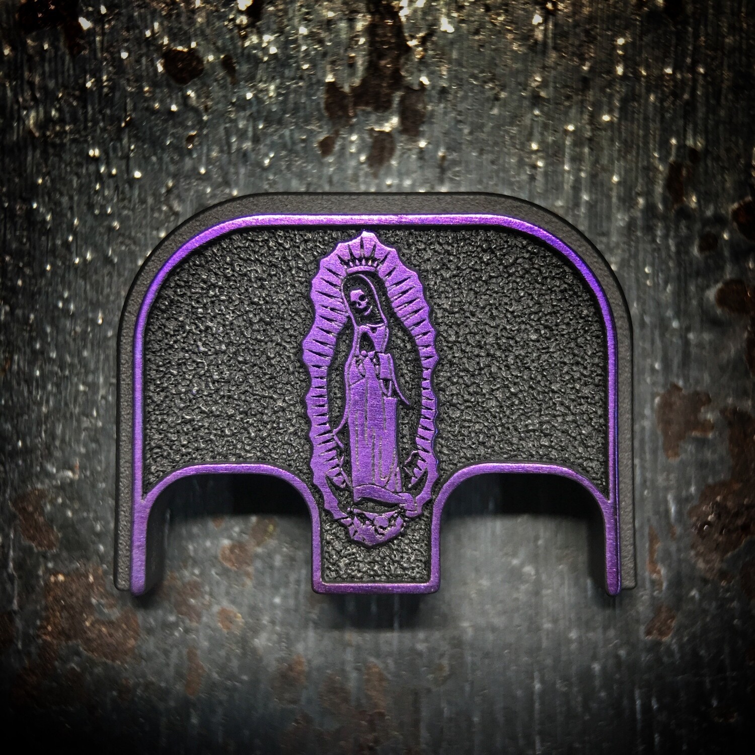 Santa Muerte Virgin Mary 3D - Titanium - Cerakoted Deep Engraved Purple
