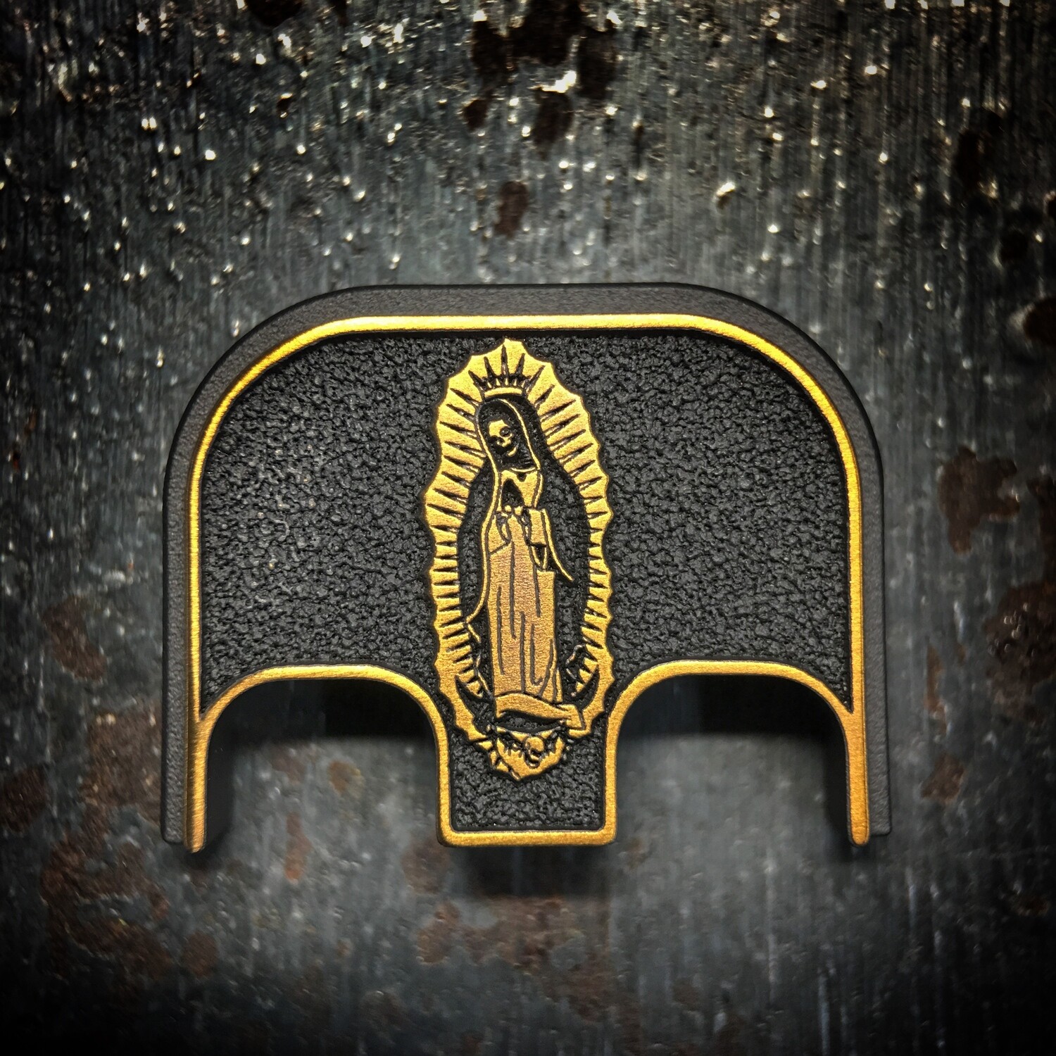 Santa Muerte Virgin Mary 3D - Titanium - Cerakoted Deep Engraved Gold