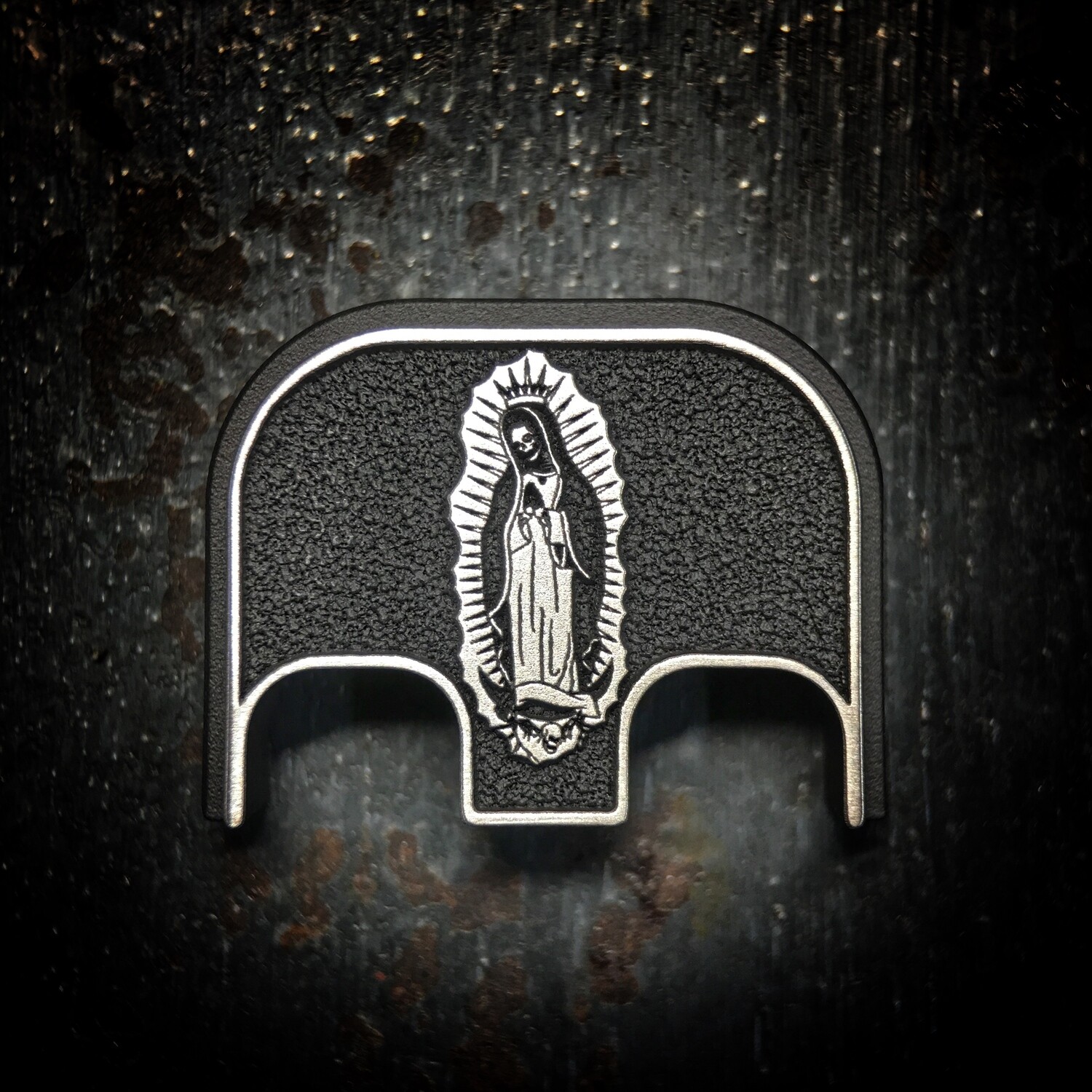 Santa Muerte Virgin Mary 3D - Titanium - Cerakoted Deep Engraved Brushed