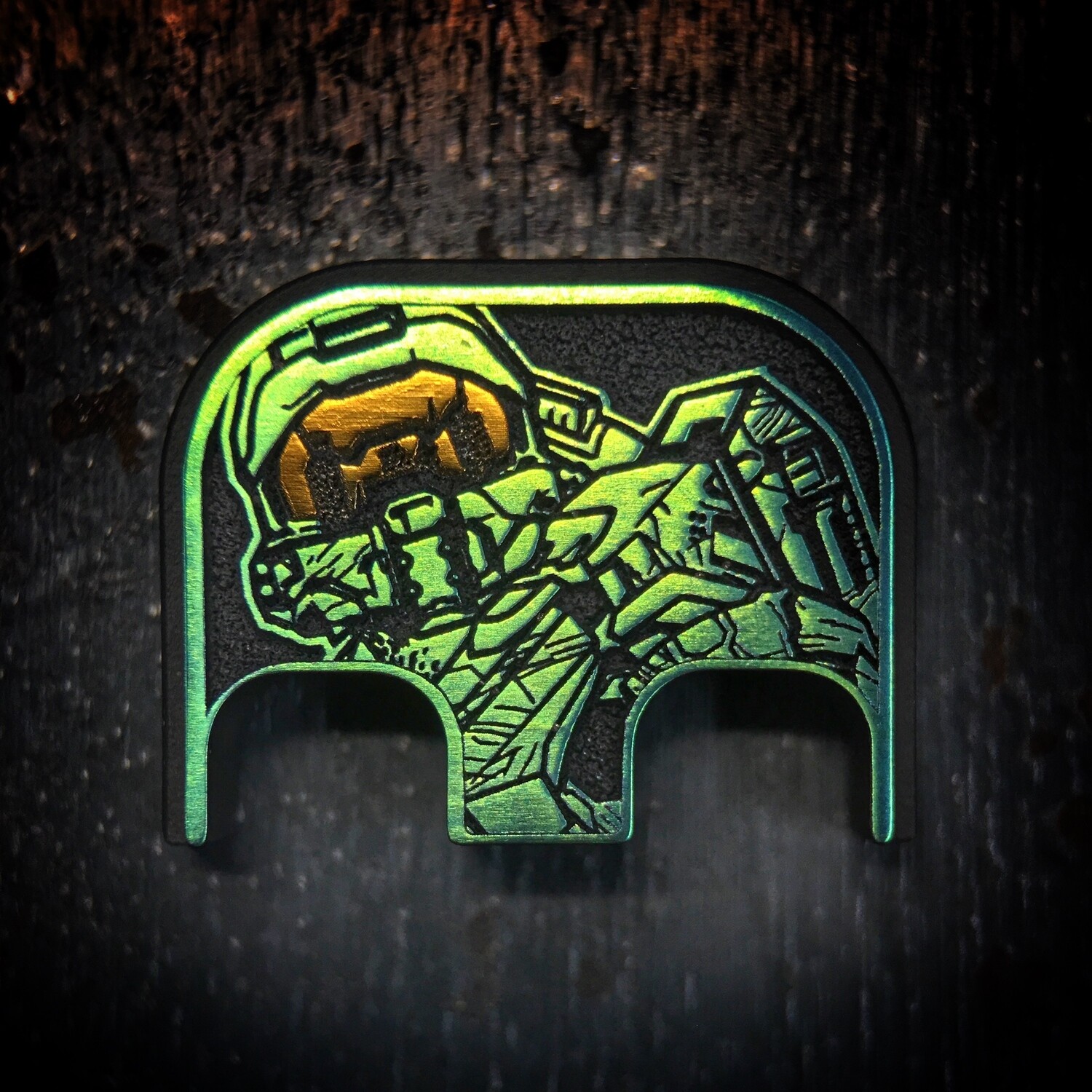 Master Chief Halo 3D - Titanium - Cerakoted Deep Engraved Green w/ Gold