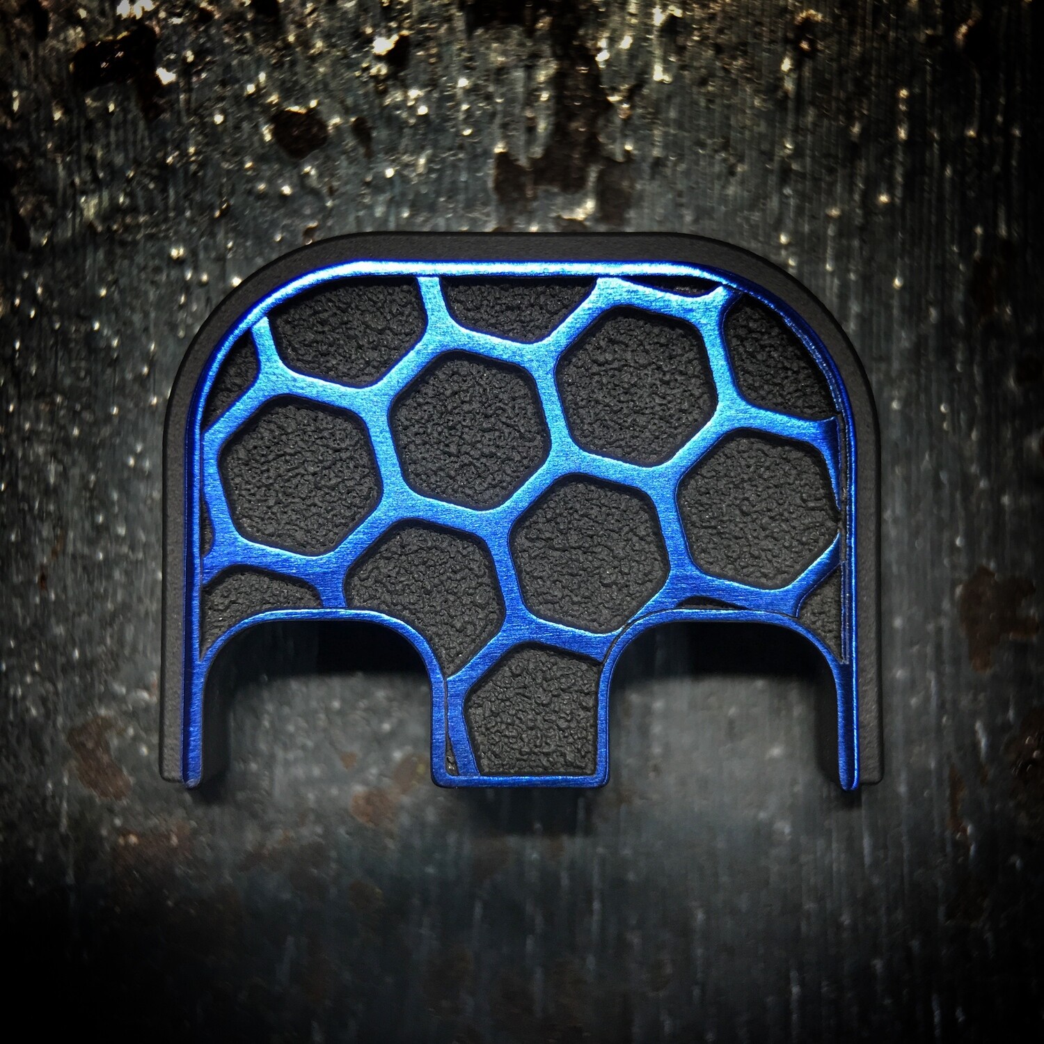 Honeycomb 3D - Titanium - Cerakoted Deep Engraved Blue