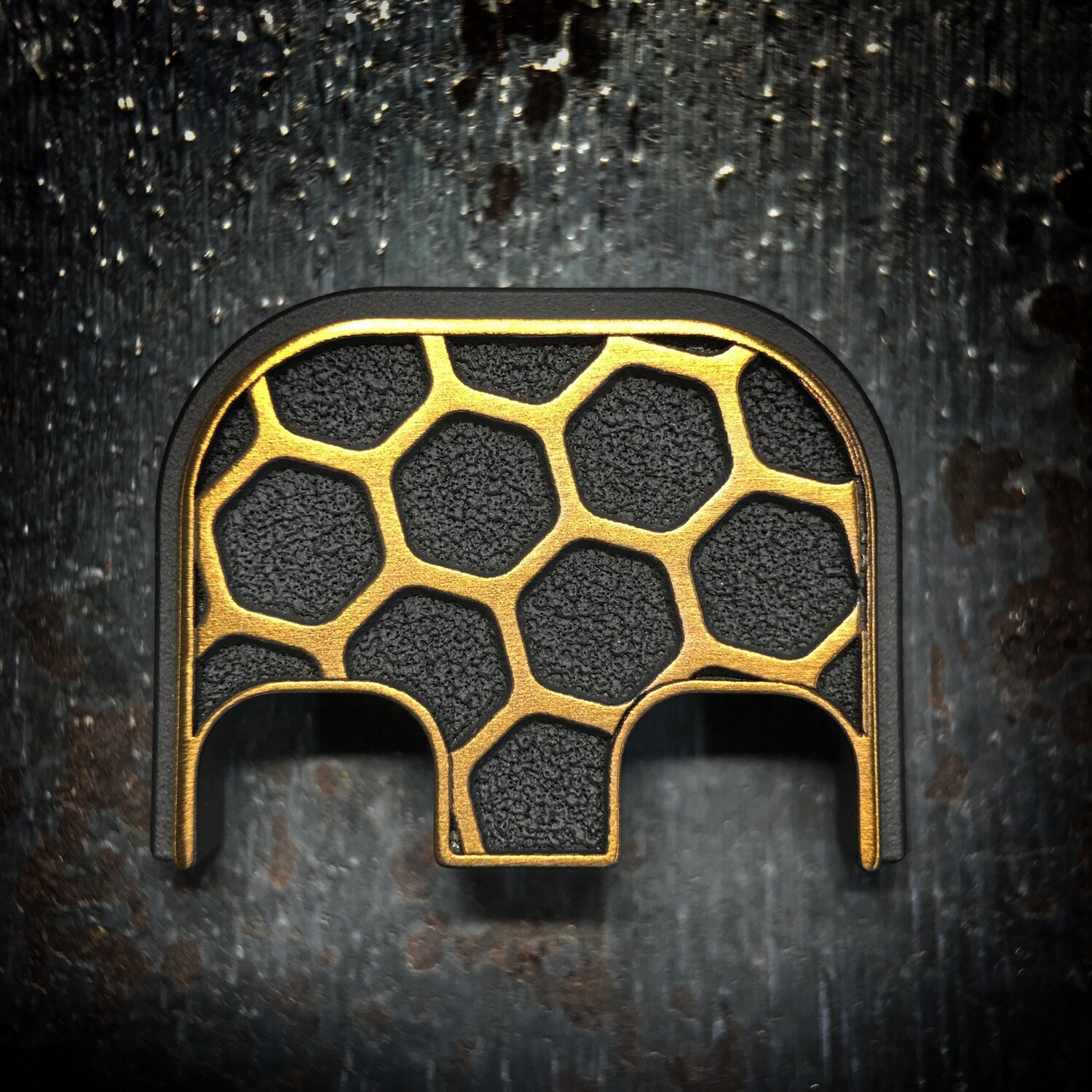 Honeycomb 3D - Titanium - Cerakoted Deep Engraved Gold