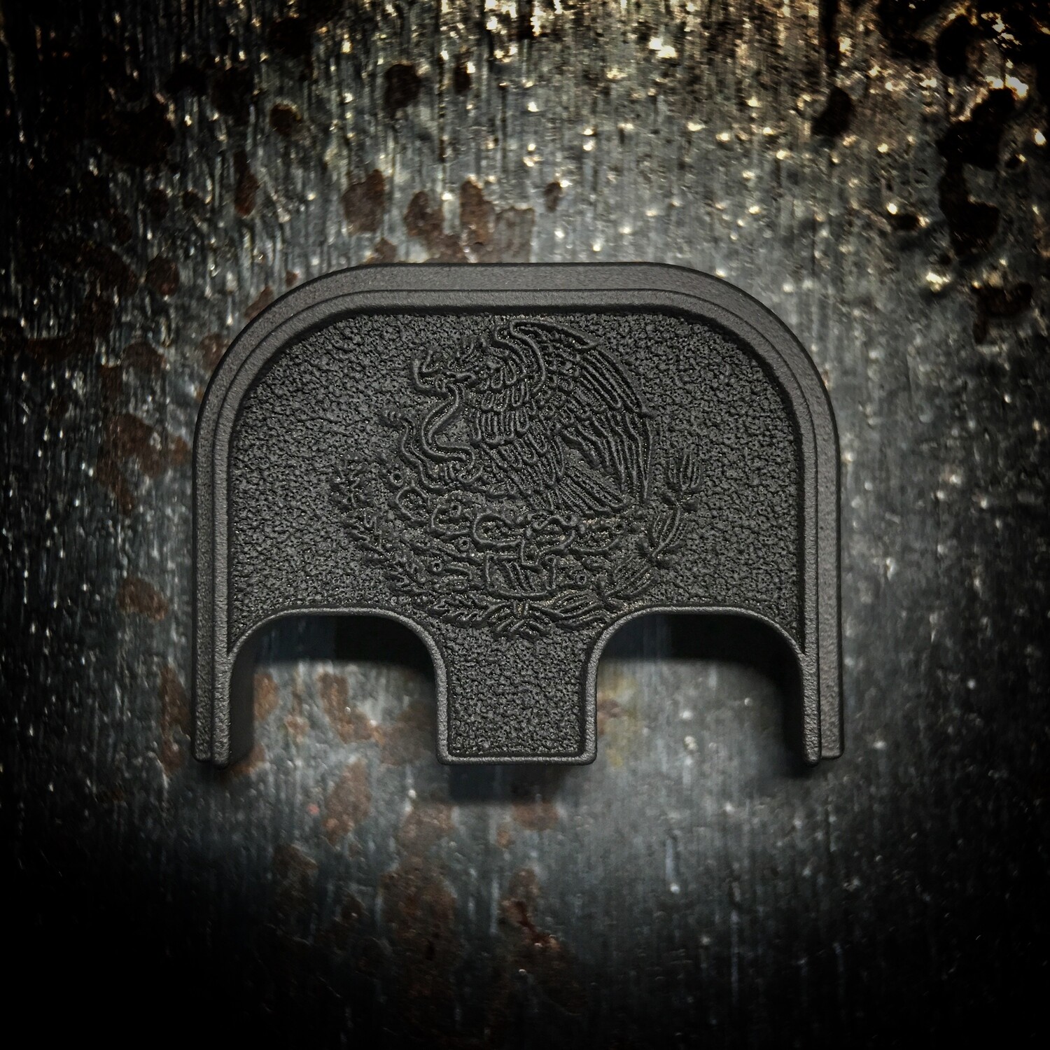Mexican Eagle 3D - Titanium - Cerakoted Deep Engraved Blackout