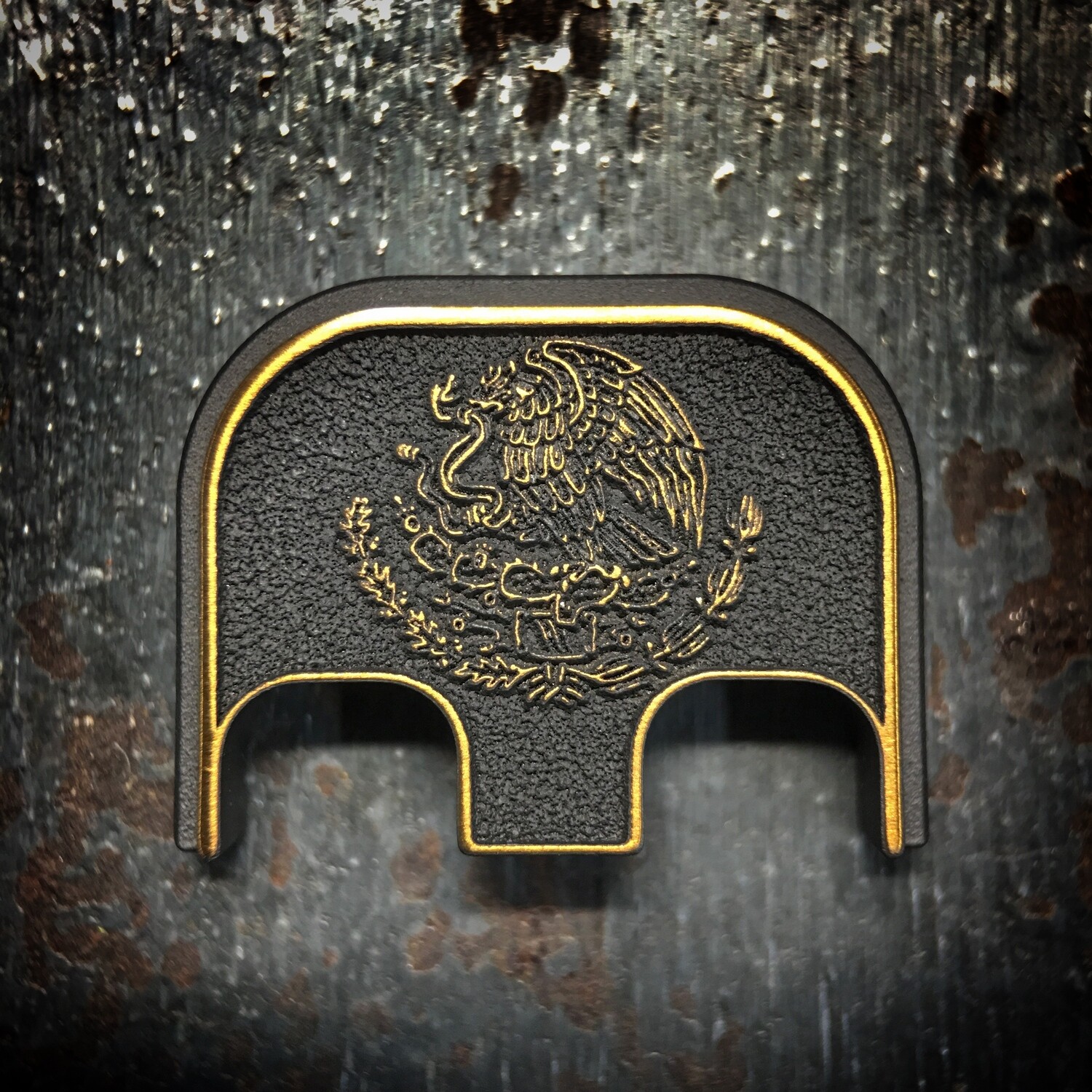 Mexican Eagle 3D - Titanium - Cerakoted Deep Engraved Gold