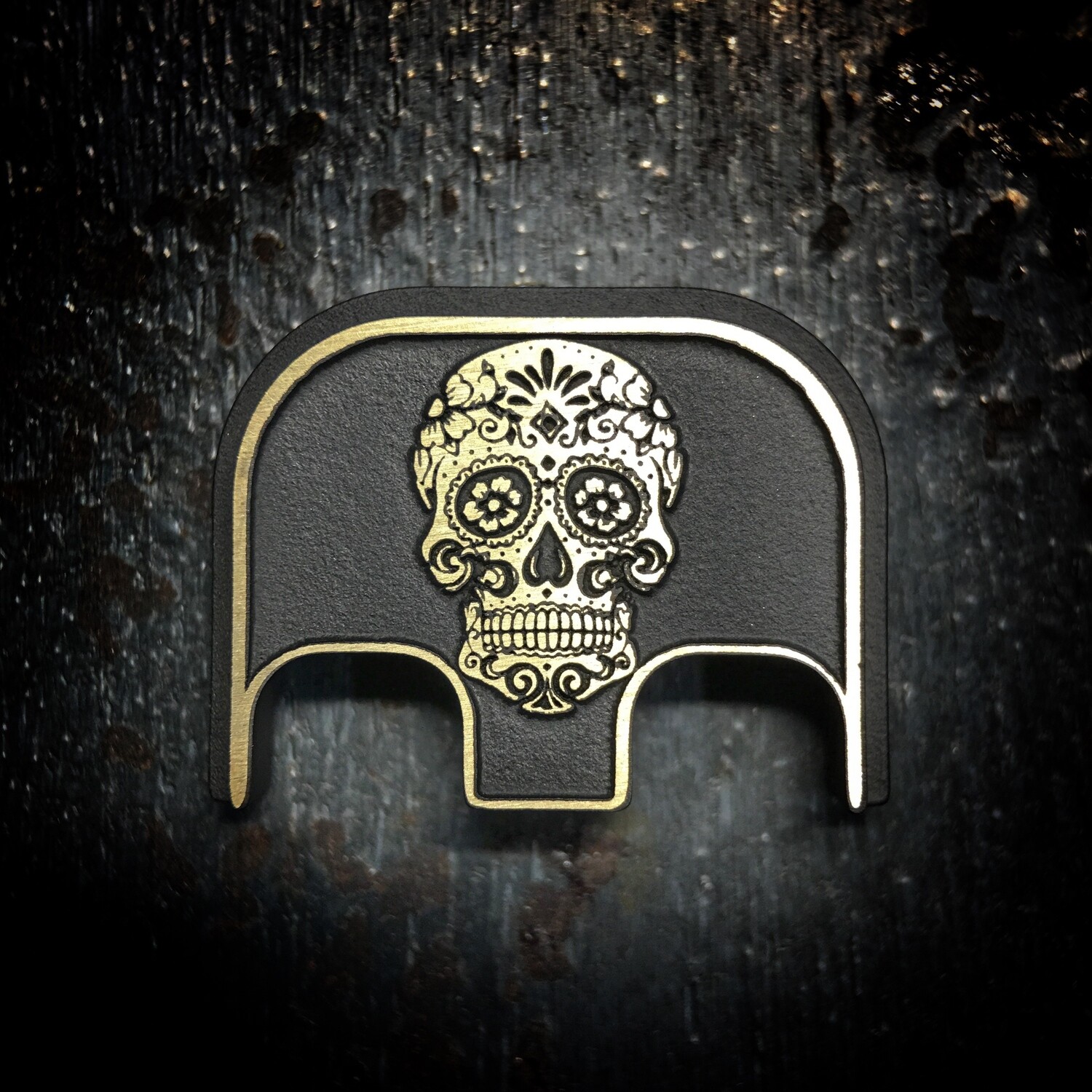 Sugar Skull 3D - Brass - Cerakoted Deep Engraved Brushed