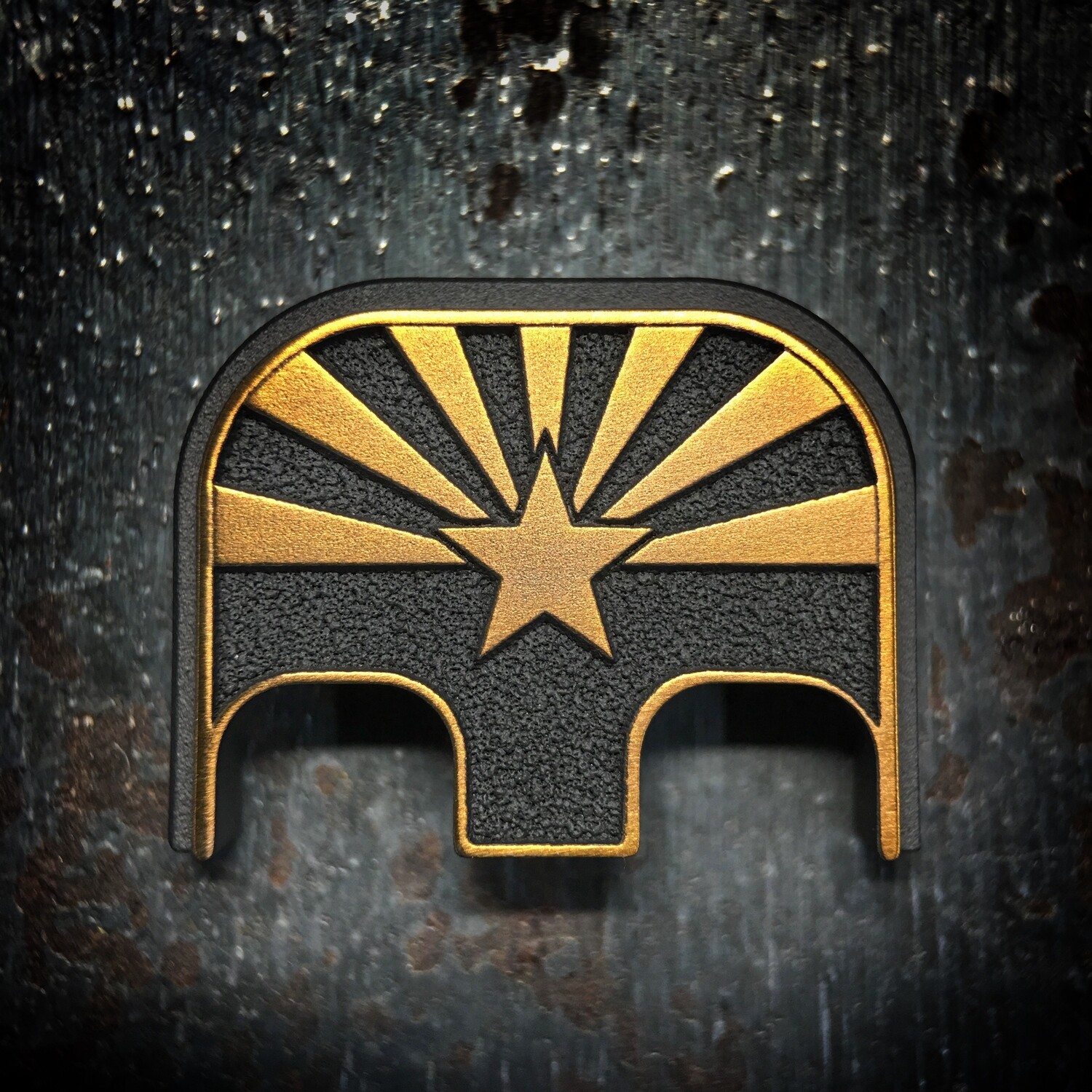 Arizona Flag 3D - Titanium - Cerakoted Deep Engraved Gold