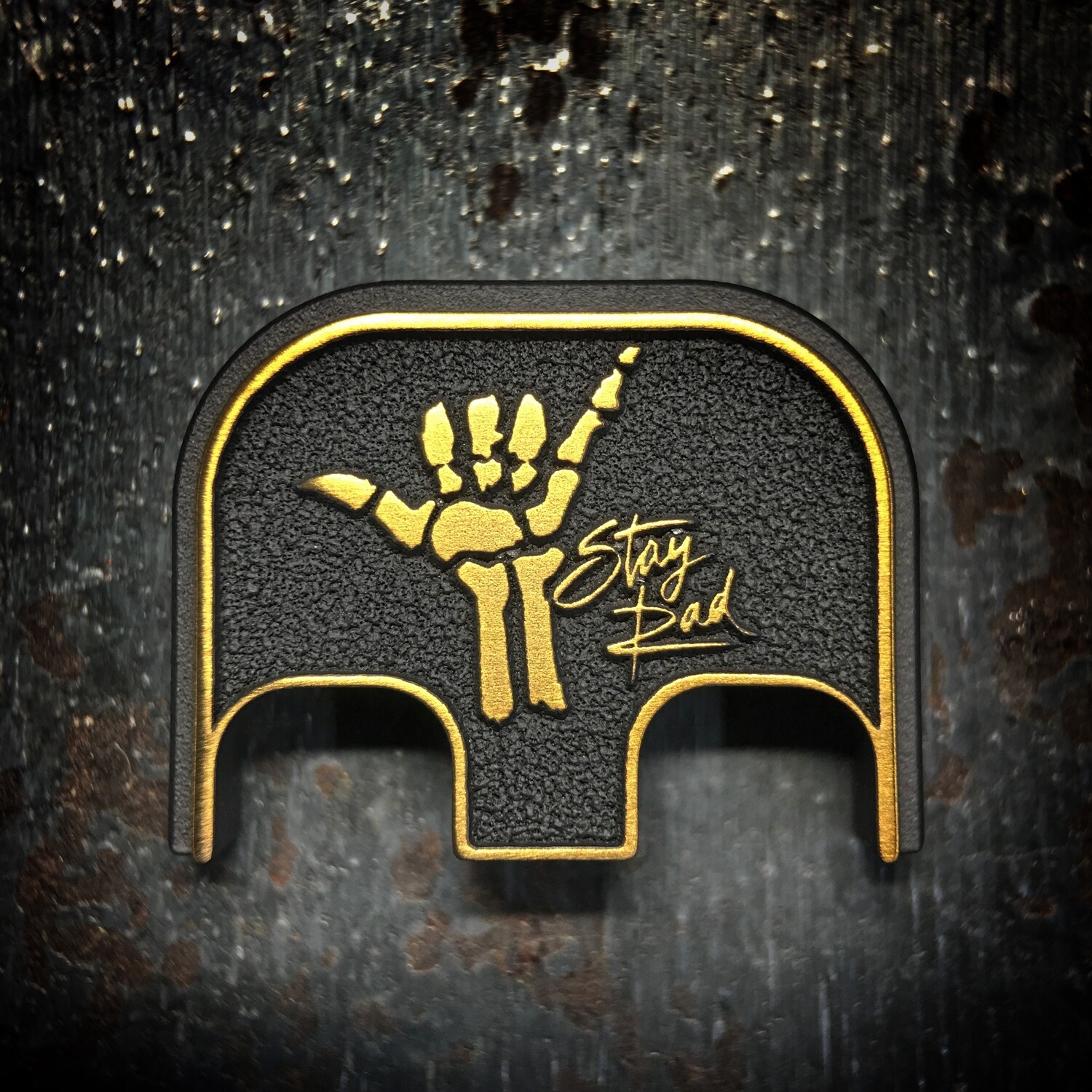 Stay Rad 3D - Titanium - Cerakoted Deep Engraved Gold