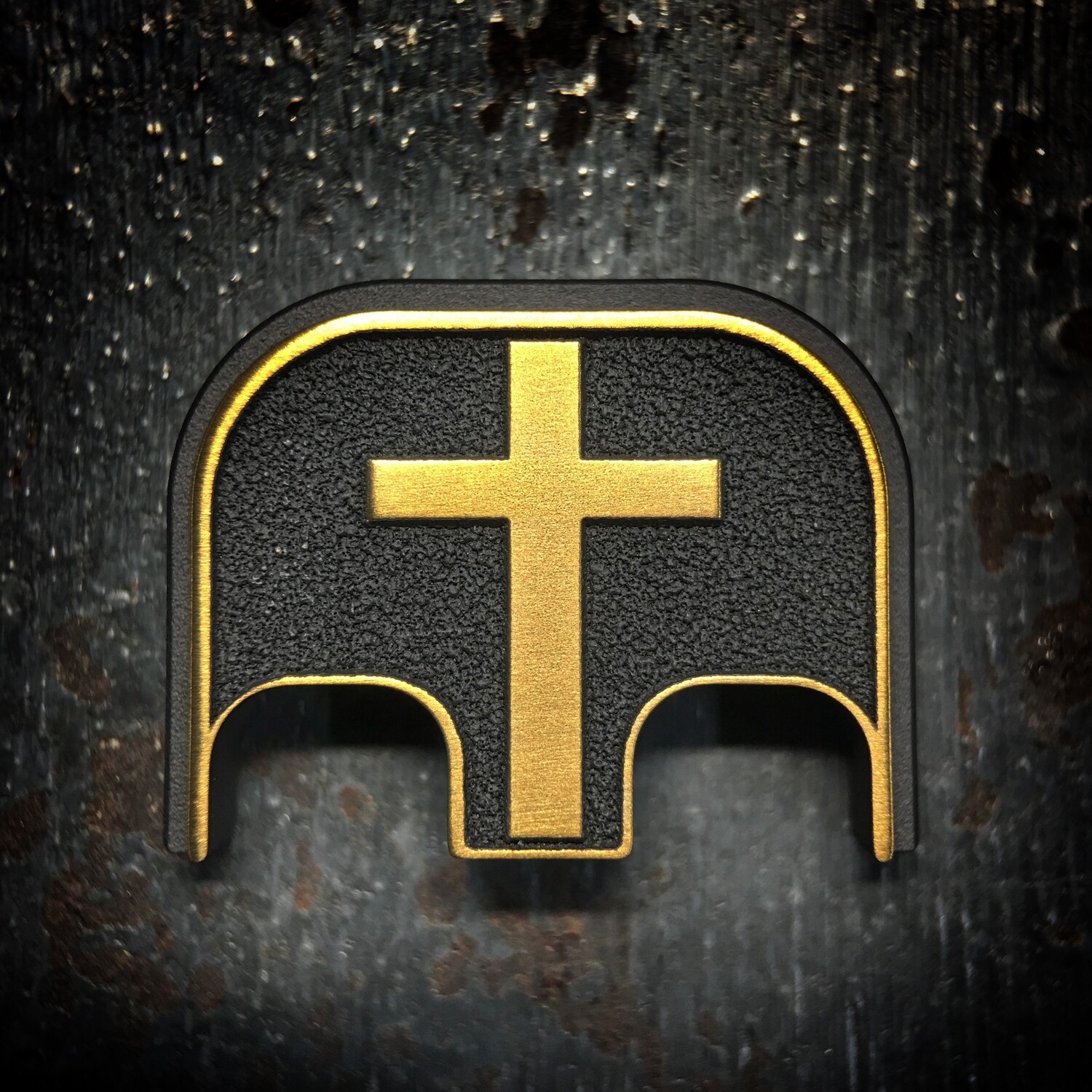 Cross 3D - Titanium - Cerakoted Deep Engraved Gold