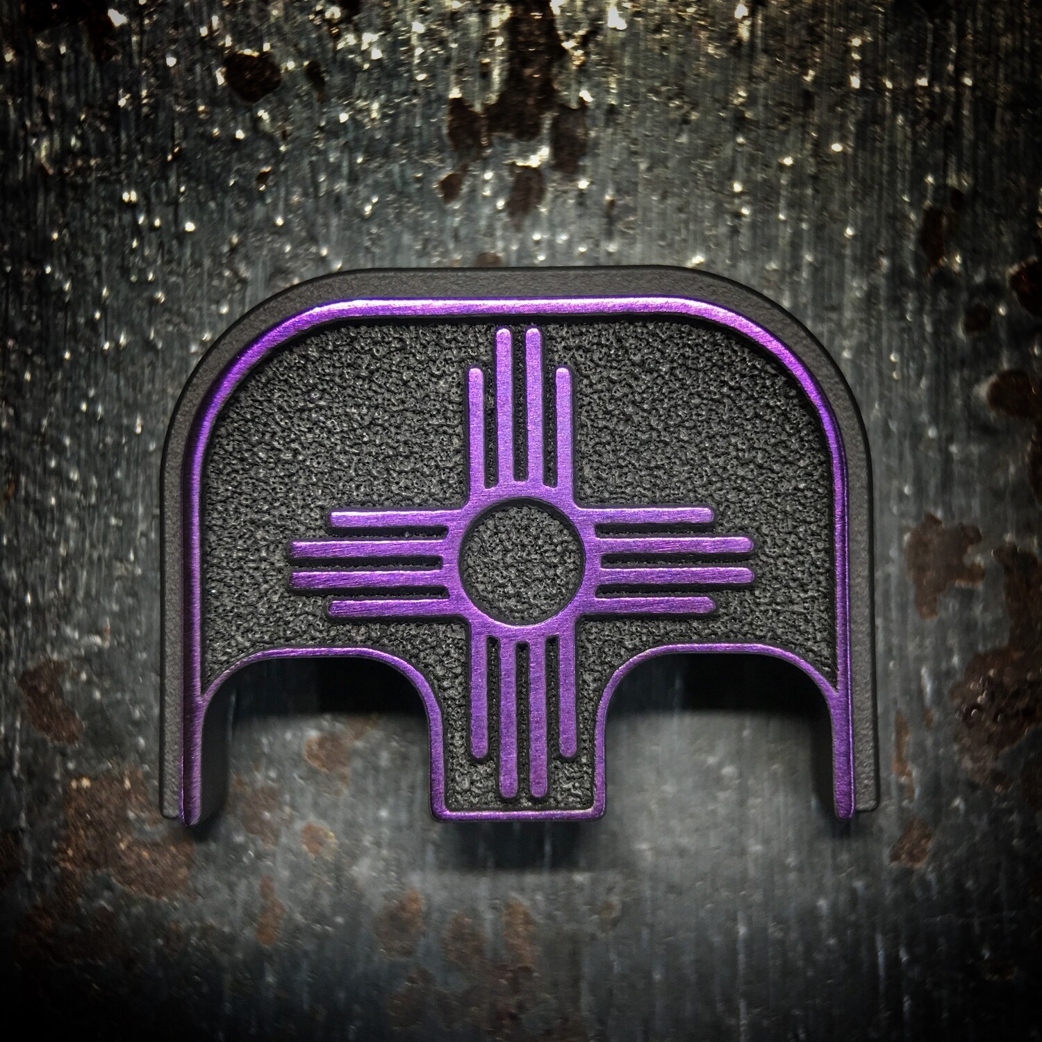 New Mexico Flag 3D - Titanium - Cerakoted Deep Engraved Purple