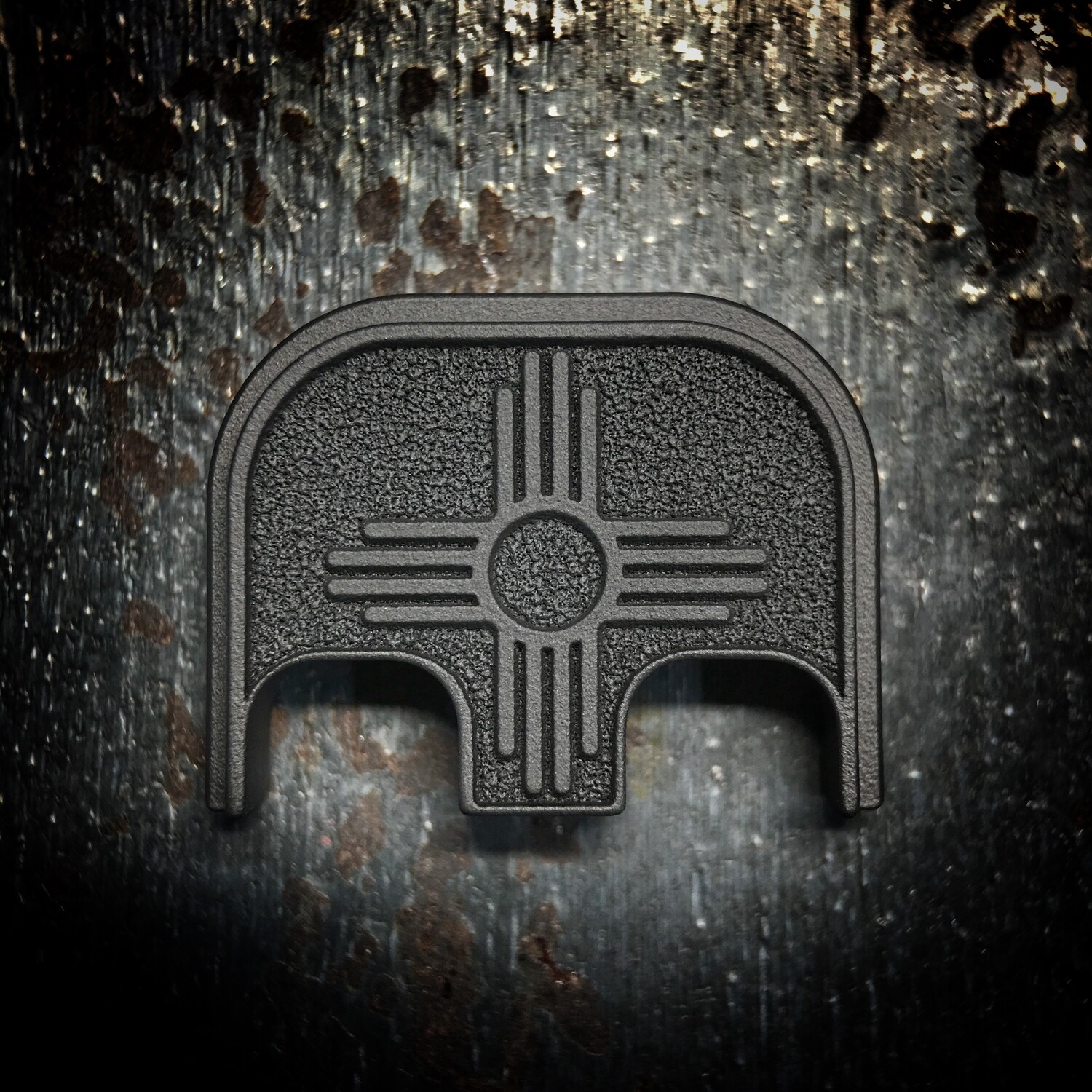 New Mexico Flag 3D - Titanium - Cerakoted Deep Engraved Blackout