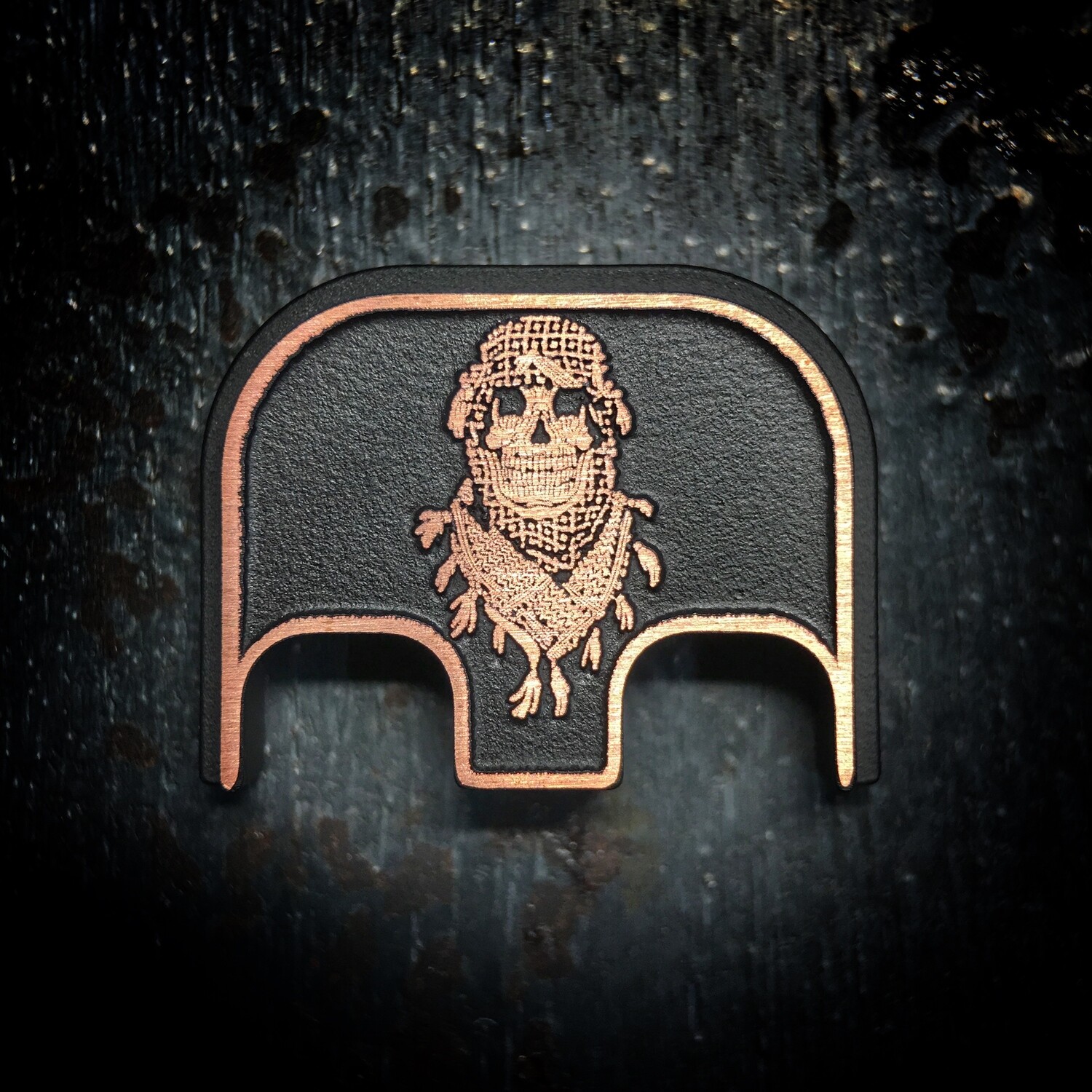 Shemagh Skull 3D - Copper - Cerakoted Deep Engraved Brushed