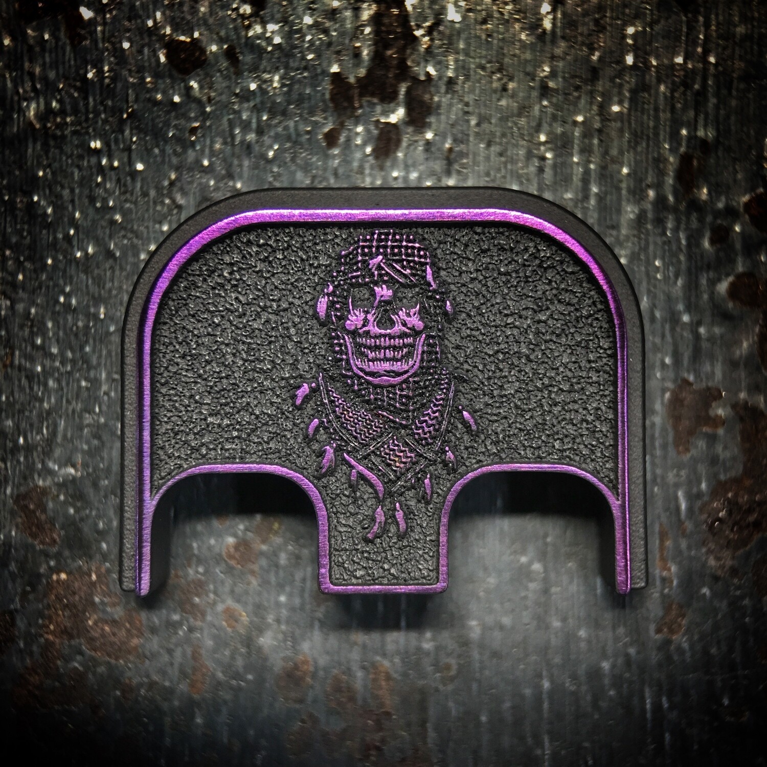 Shemagh Skull 3D - Titanium - Cerakoted Deep Engraved Purple