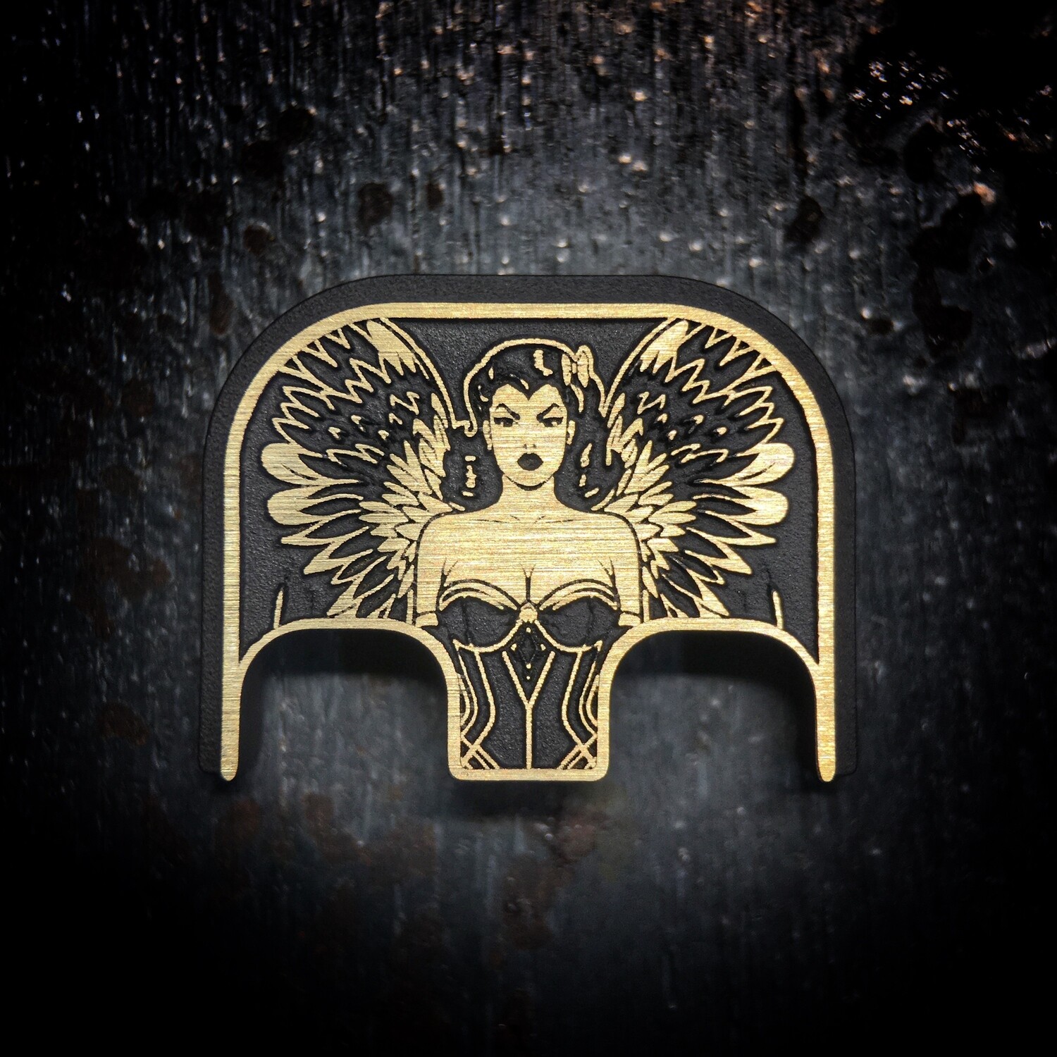 Winged Woman 3D - Brass - Cerakoted Deep Engraved Brushed