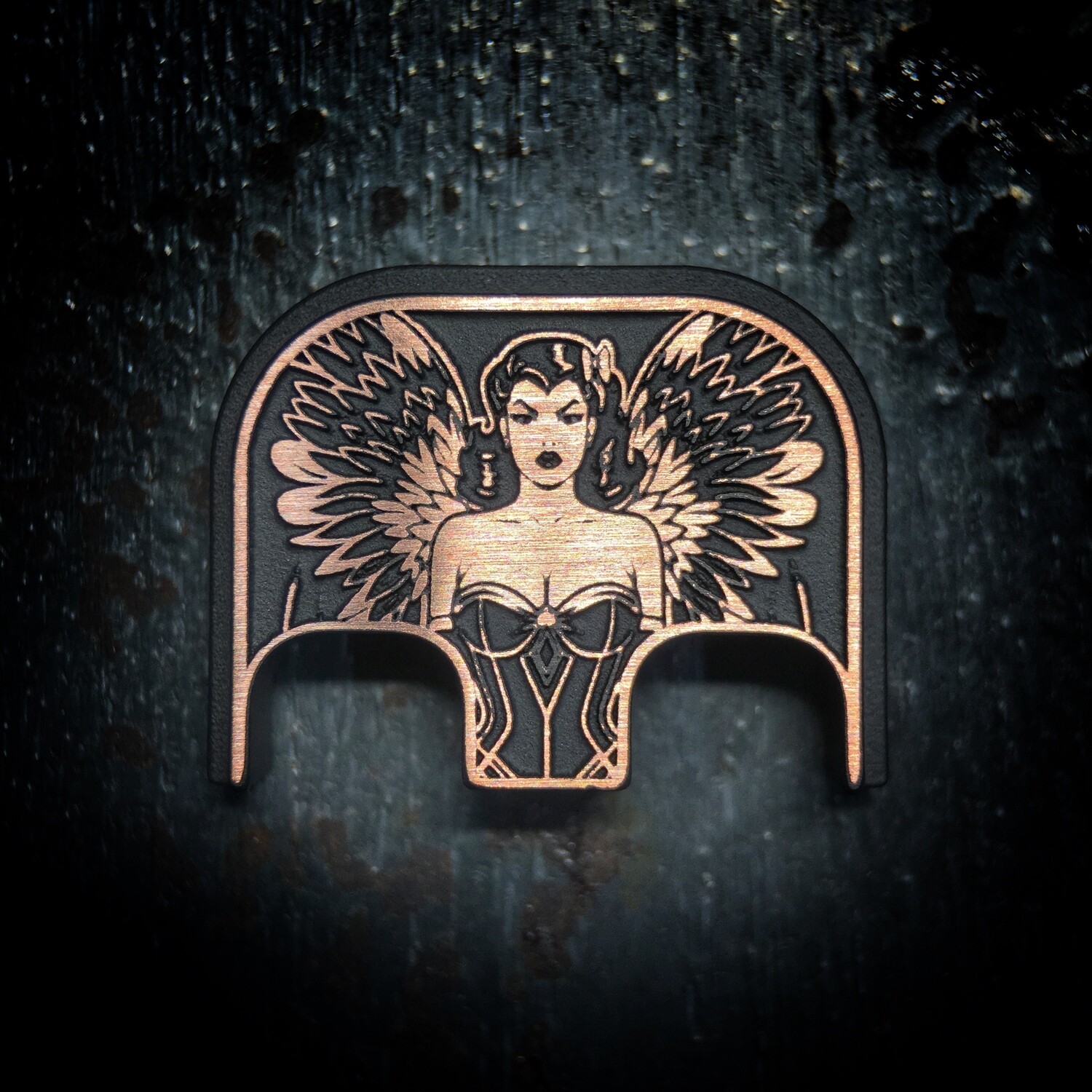 Winged Woman 3D - Copper - Cerakoted Deep Engraved Brushed