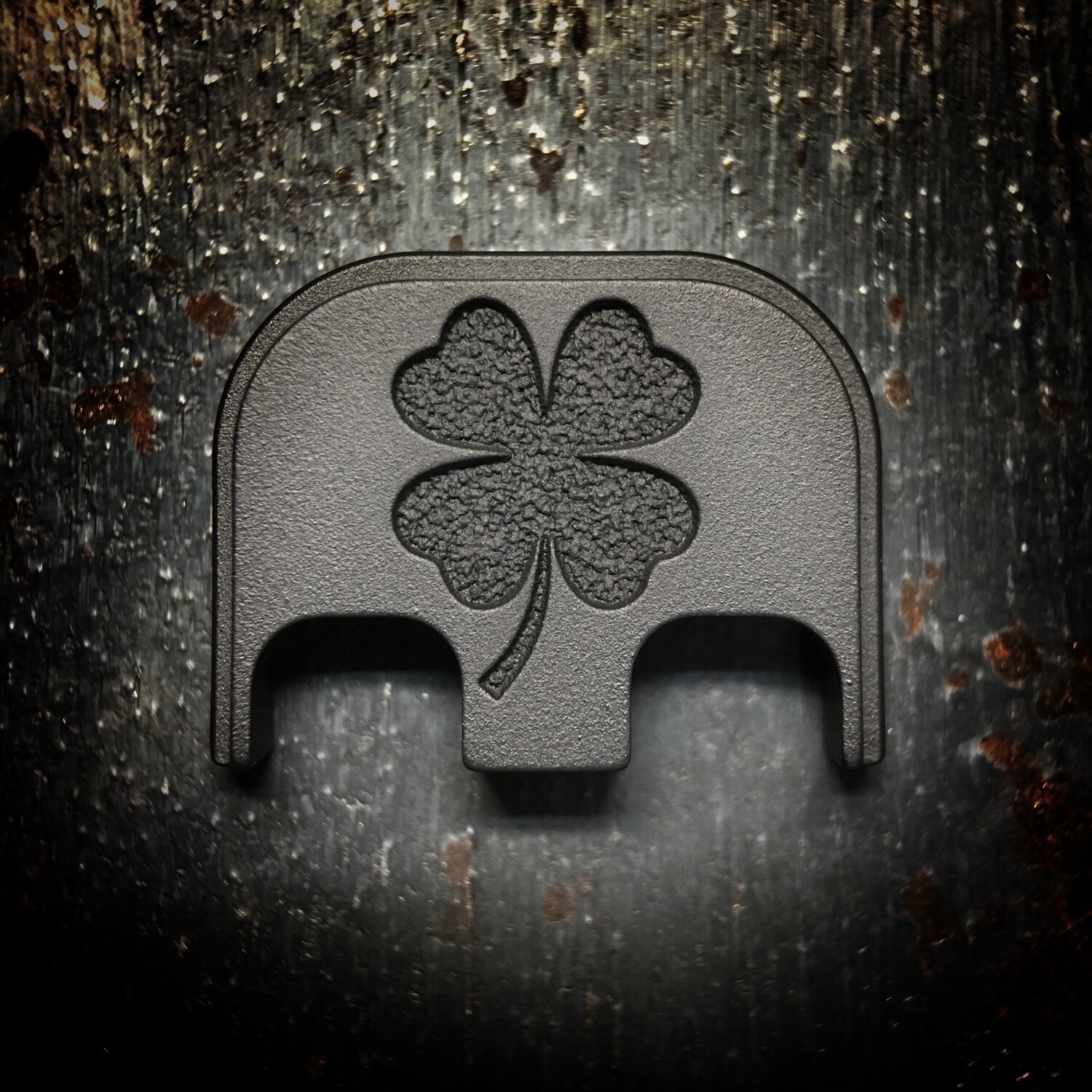 4 Leaf Clover - Titanium - Deep Engraved Blackout