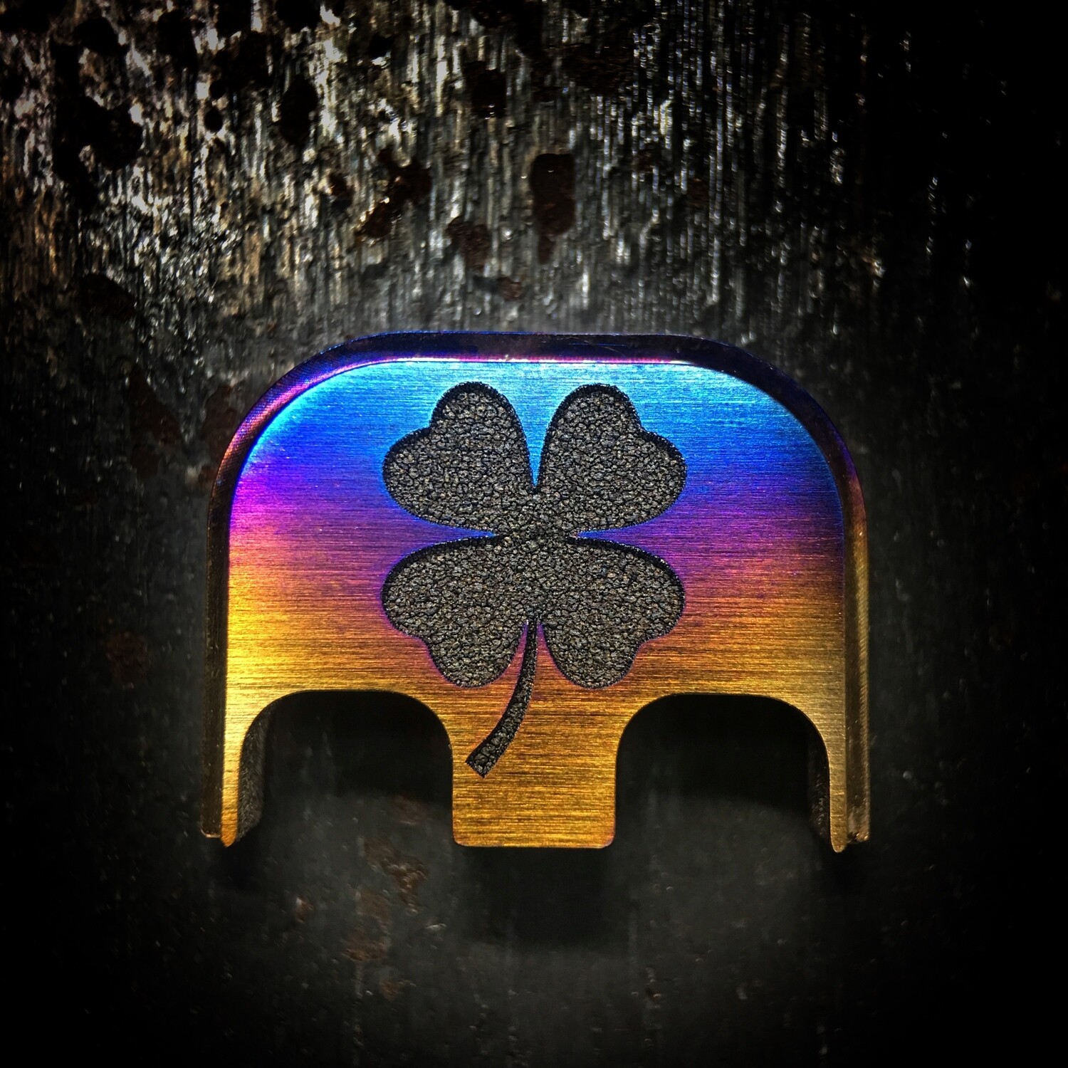 4 Leaf Clover - Titanium - Deep Engraved Flame Anodized