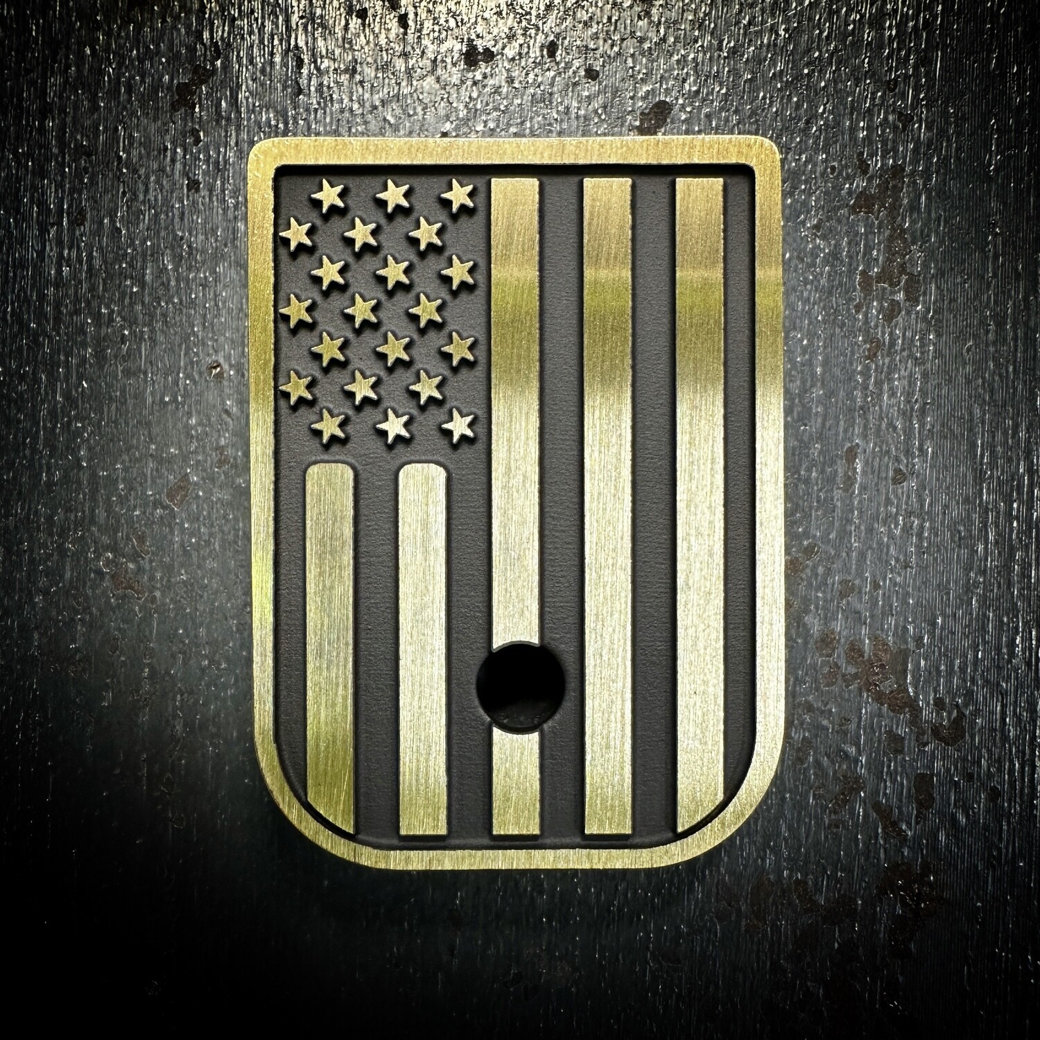 American Flag Mag 3D - Brass - Cerakoted Deep Engraved Brushed