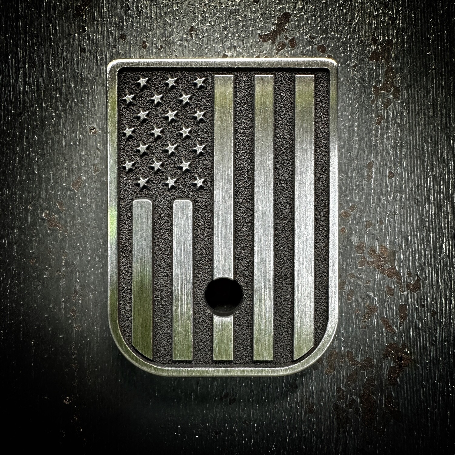 American Flag Mag 3D - Titanium - Cerakoted Deep Engraved Brushed