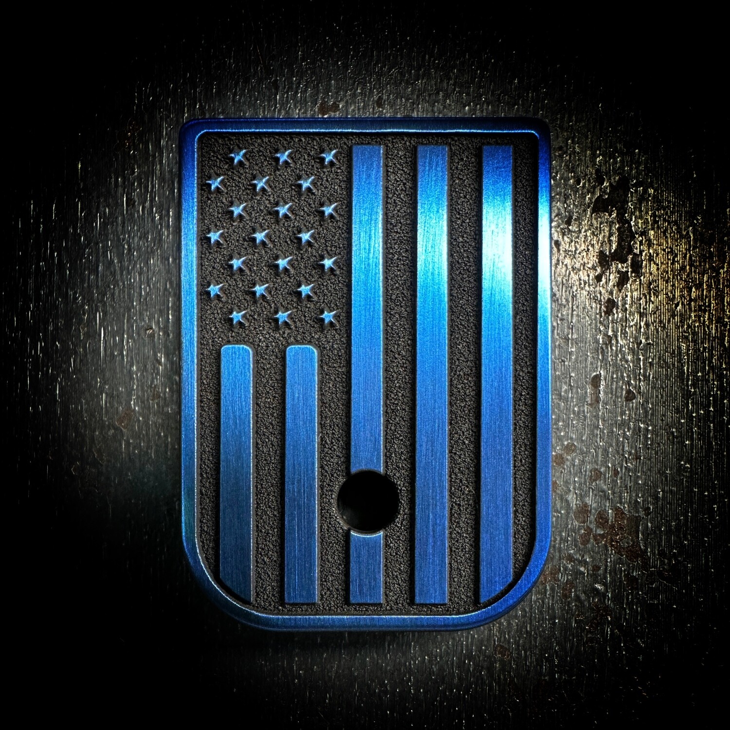 American Flag Mag 3D - Titanium - Cerakoted Deep Engraved Blue