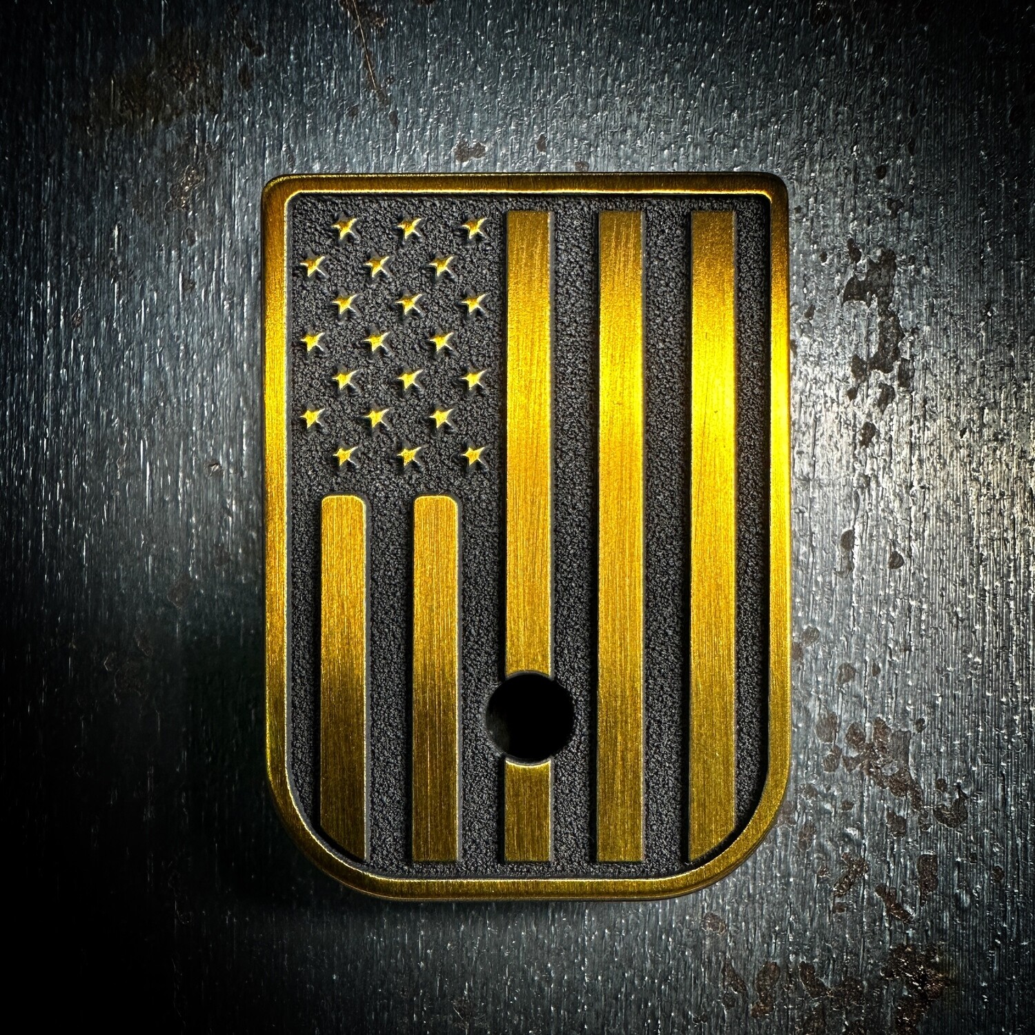 American Flag Mag 3D - Titanium - Cerakoted Deep Engraved Gold