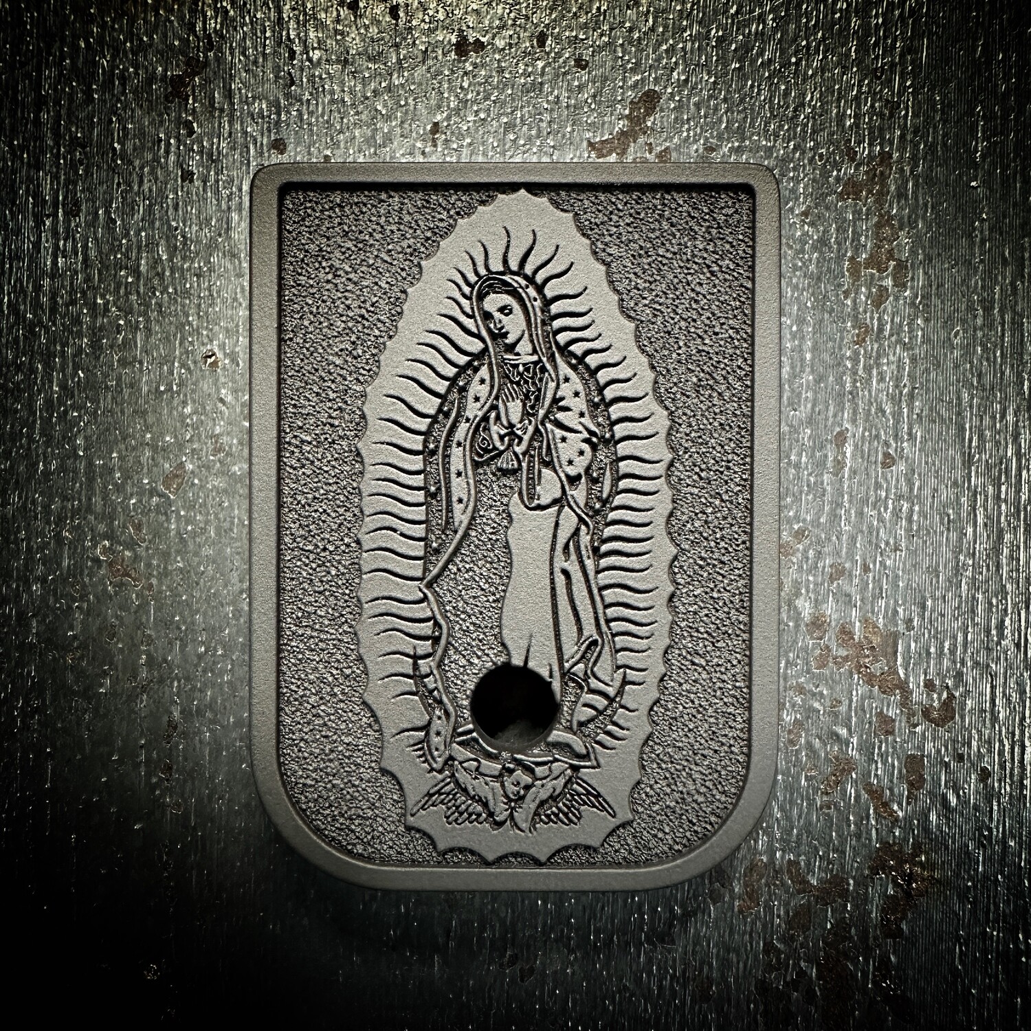 Virgin Mary Mag 3D - Titanium - Cerakoted Deep Engraved Blackout