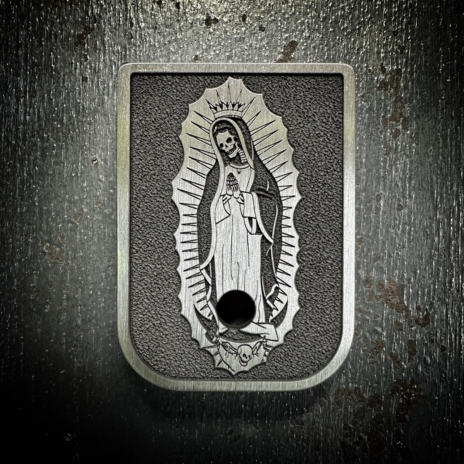 Santa Muerte Virgin Mary Mag 3D - Titanium - Cerakoted Deep Engraved Brushed