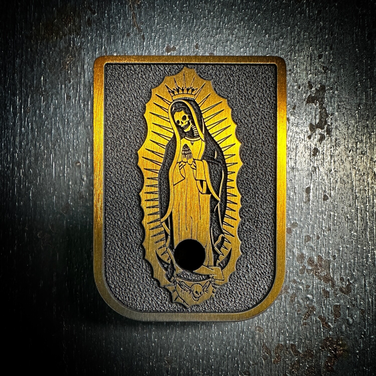 Santa Muerte Virgin Mary Mag 3D - Titanium - Cerakoted Deep Engraved Gold