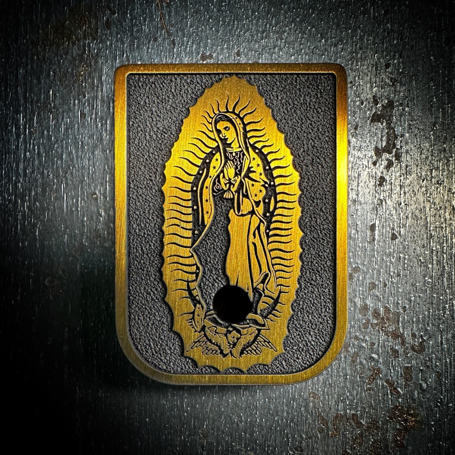 Virgin Mary Mag 3D - Titanium - Cerakoted Deep Engraved Gold